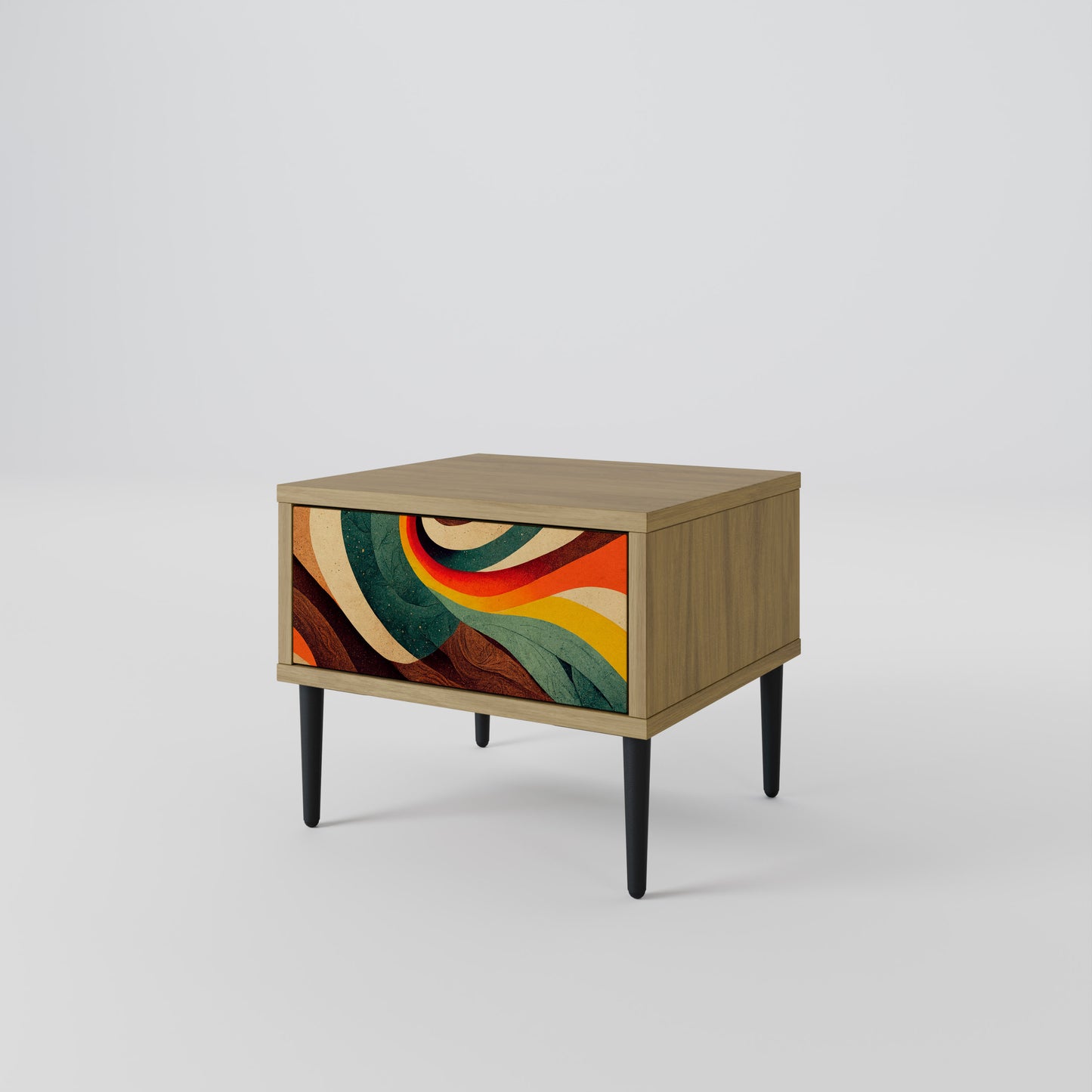 COLORFUL STRANDS Nightstand in Oak Effect