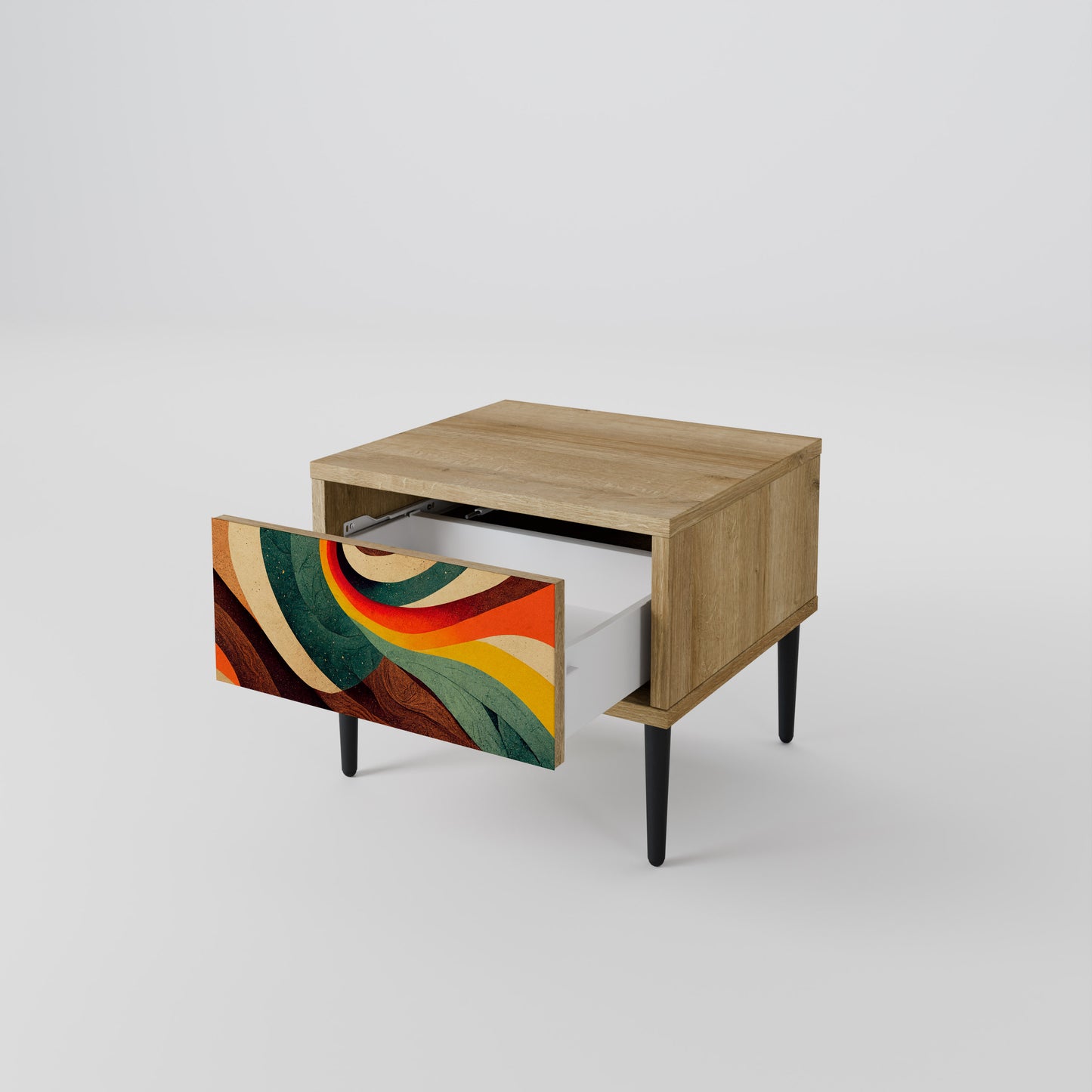 COLORFUL STRANDS Nightstand in Oak Effect