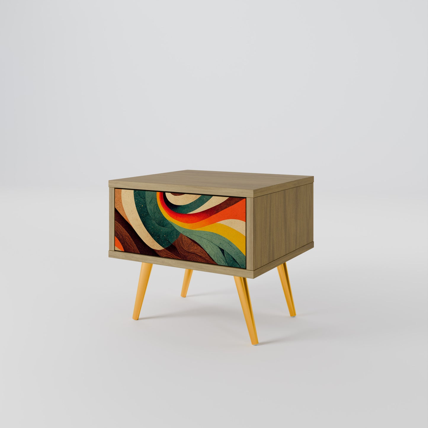 COLORFUL STRANDS Nightstand in Oak Effect