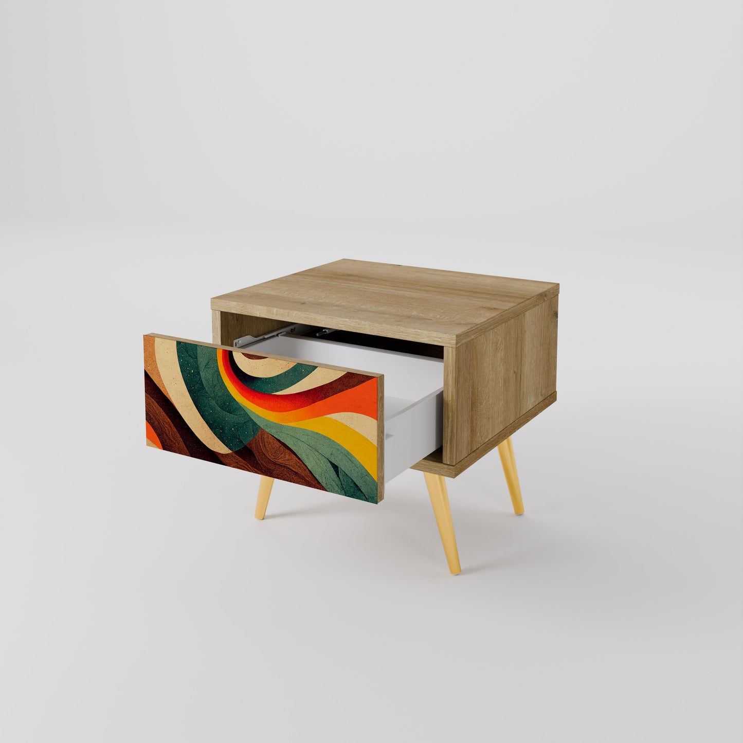 COLORFUL STRANDS Nightstand in Oak Effect