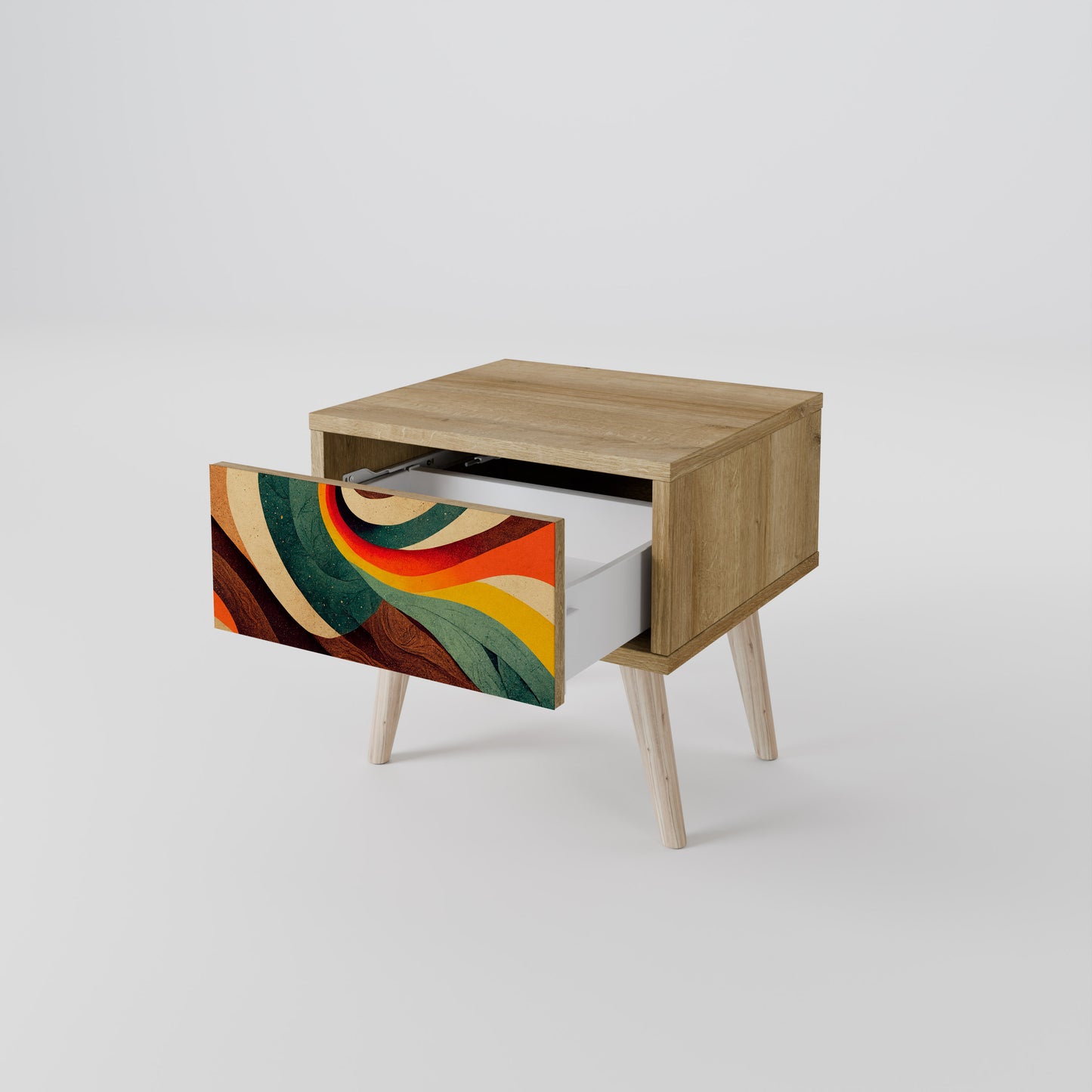 COLORFUL STRANDS Nightstand in Oak Effect