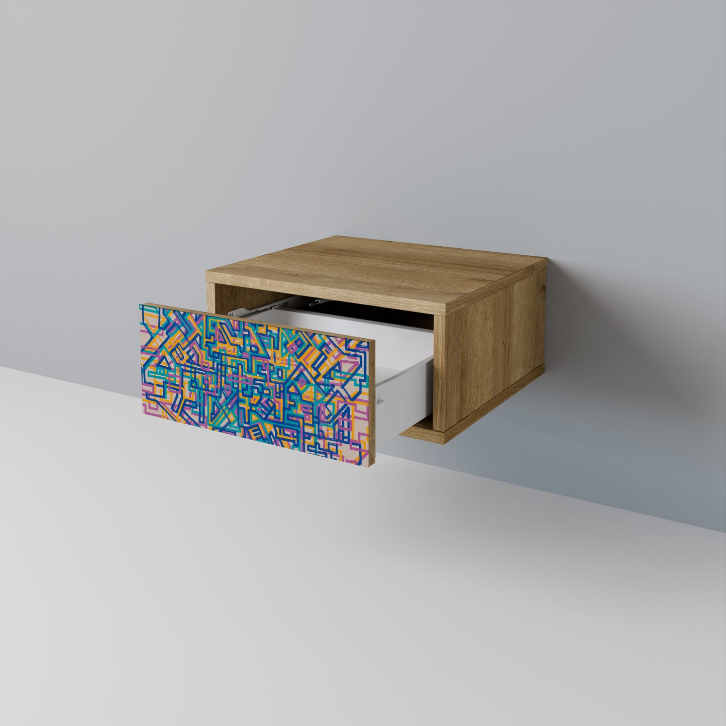 MEMORIES MAP Nightstand in Oak Effect