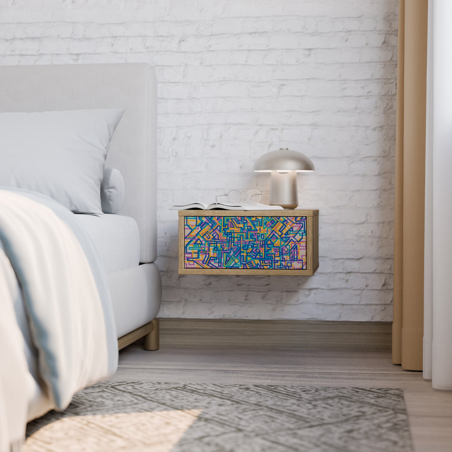 MEMORIES MAP Nightstand in Oak Effect