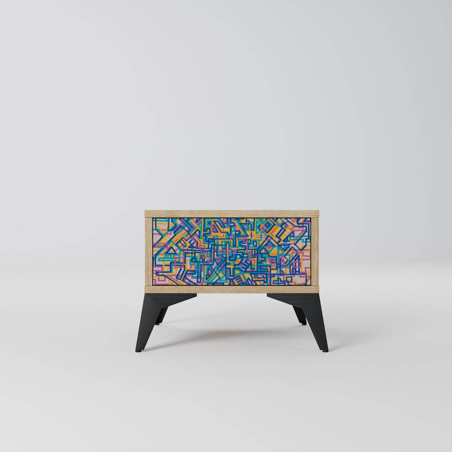 MEMORIES MAP Nightstand in Oak Effect