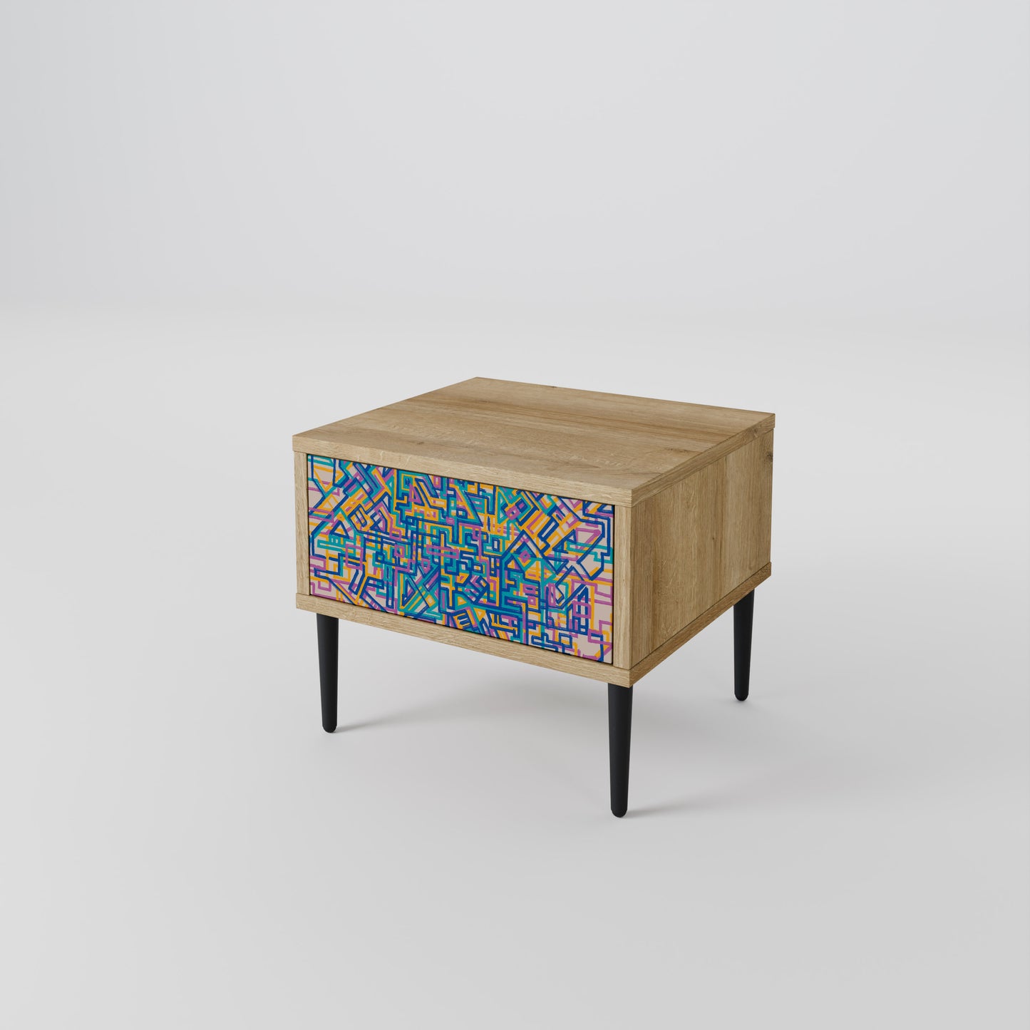 MEMORIES MAP Nightstand in Oak Effect