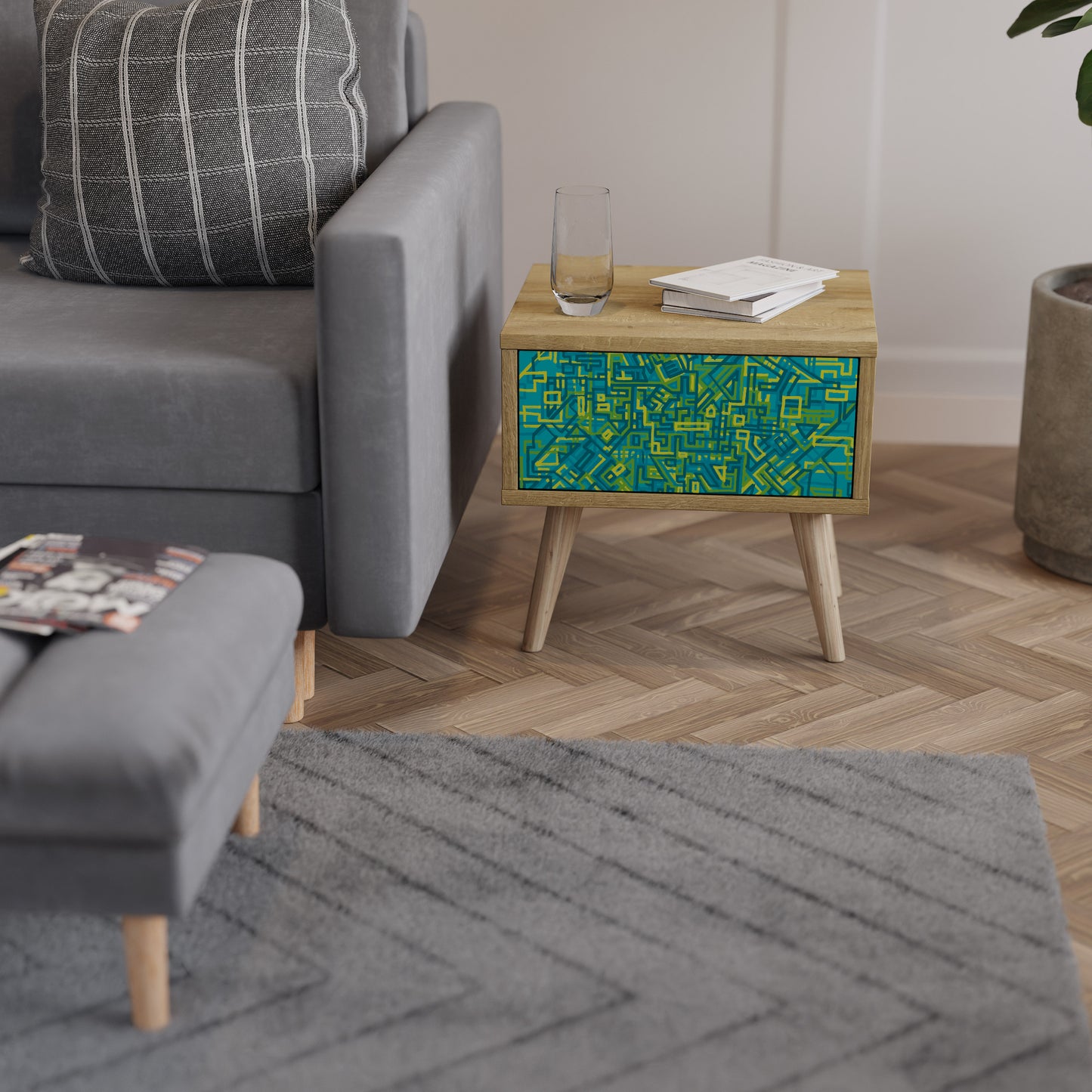 NOSTALGIC MEMORIES Nightstand in Oak Effect