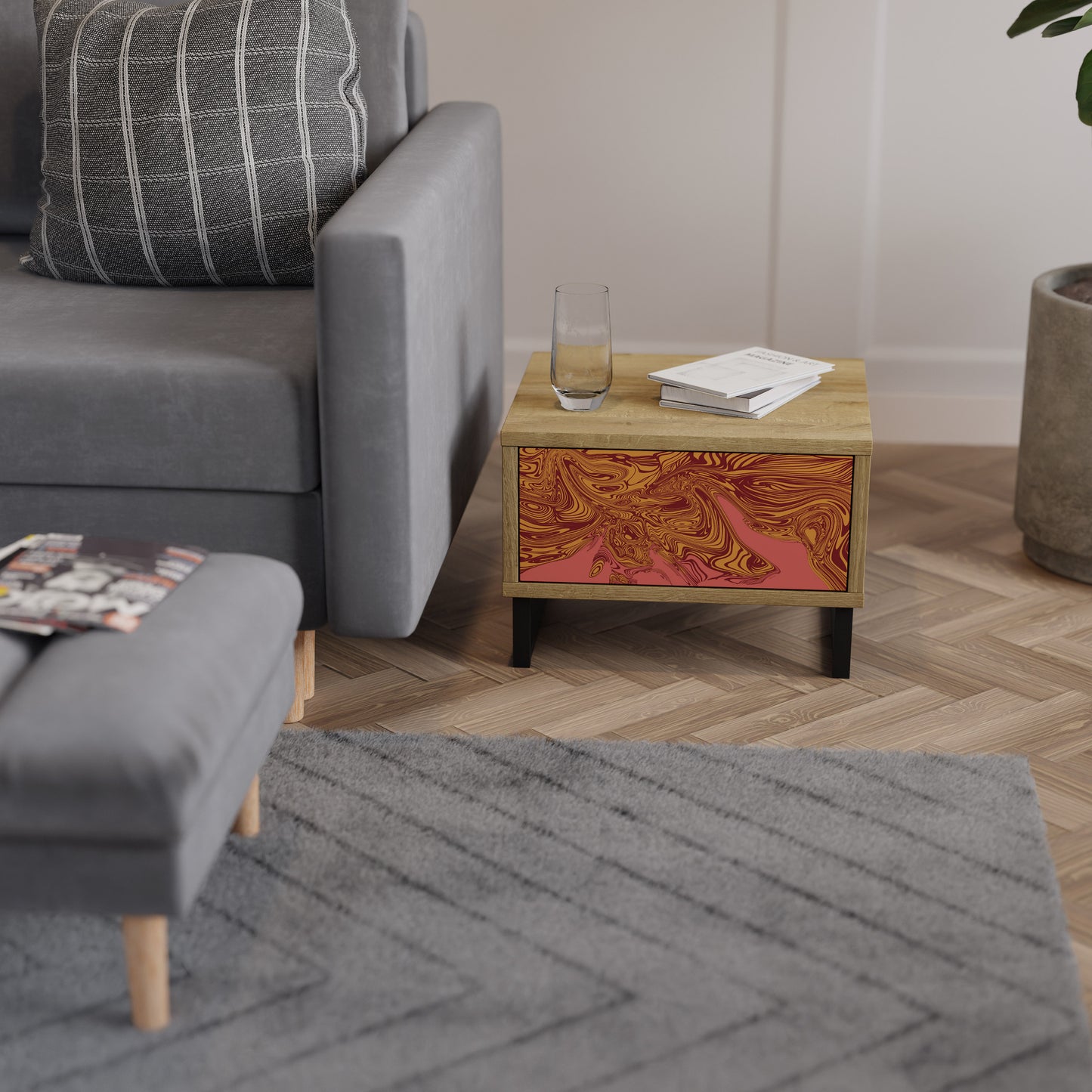 FLOATING THOUGHTS Nightstand in Oak Effect