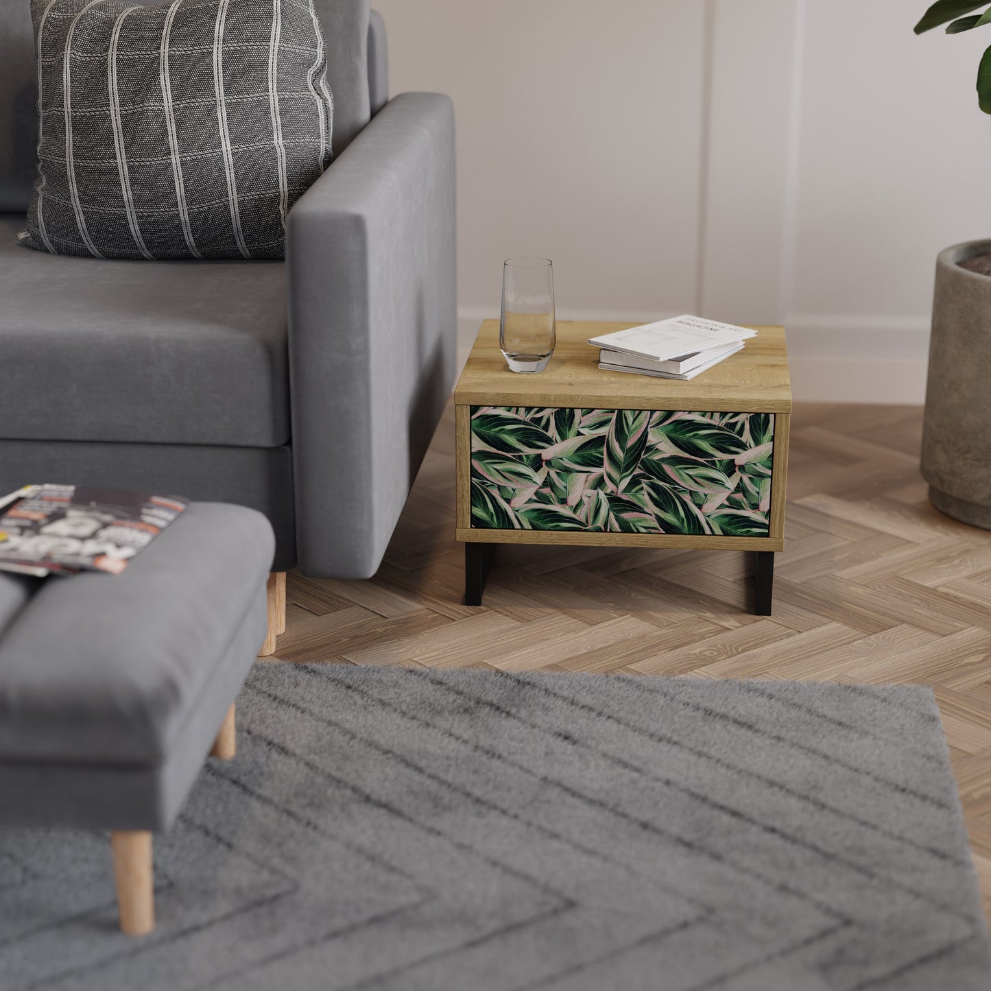 EERIE STROMANTHE Nightstand in Oak Effect