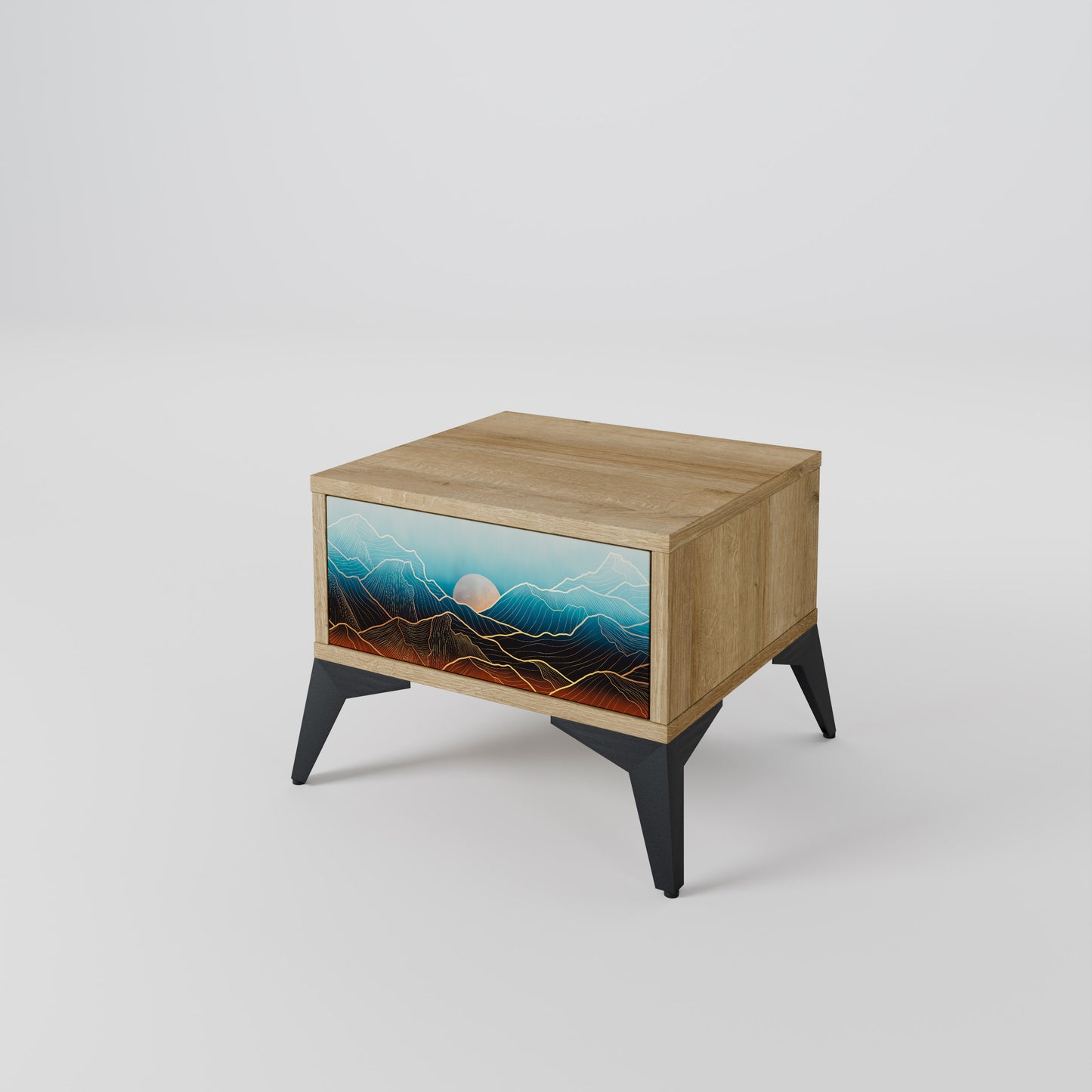 LUNAR SECRETS Nightstand in Oak Effect