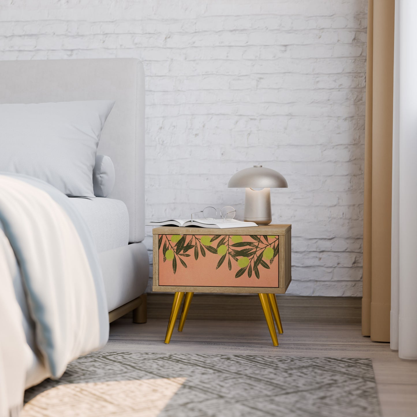 JUICY OLIVES Nightstand in Oak Effect