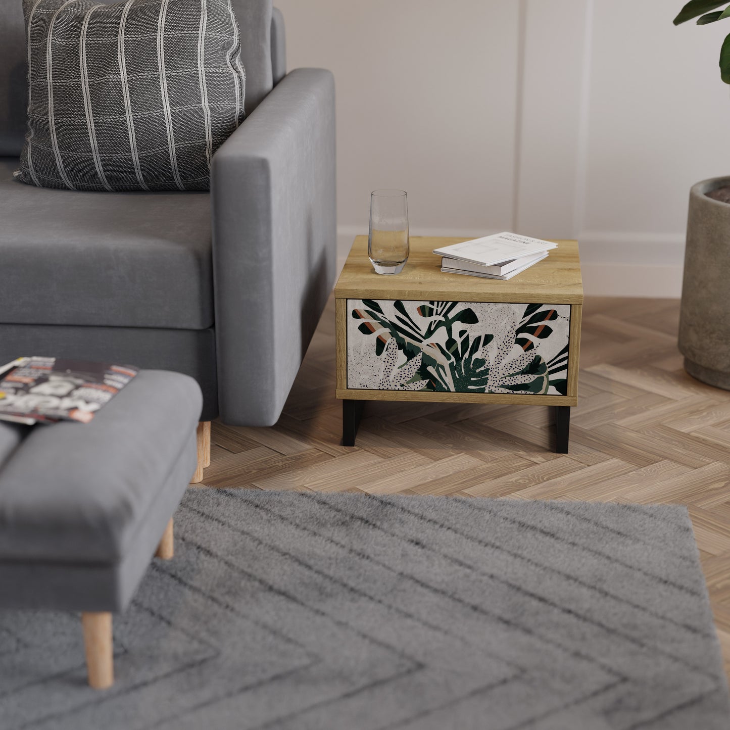 VERDURE FORMATION Nattduksbord i Oak Effect