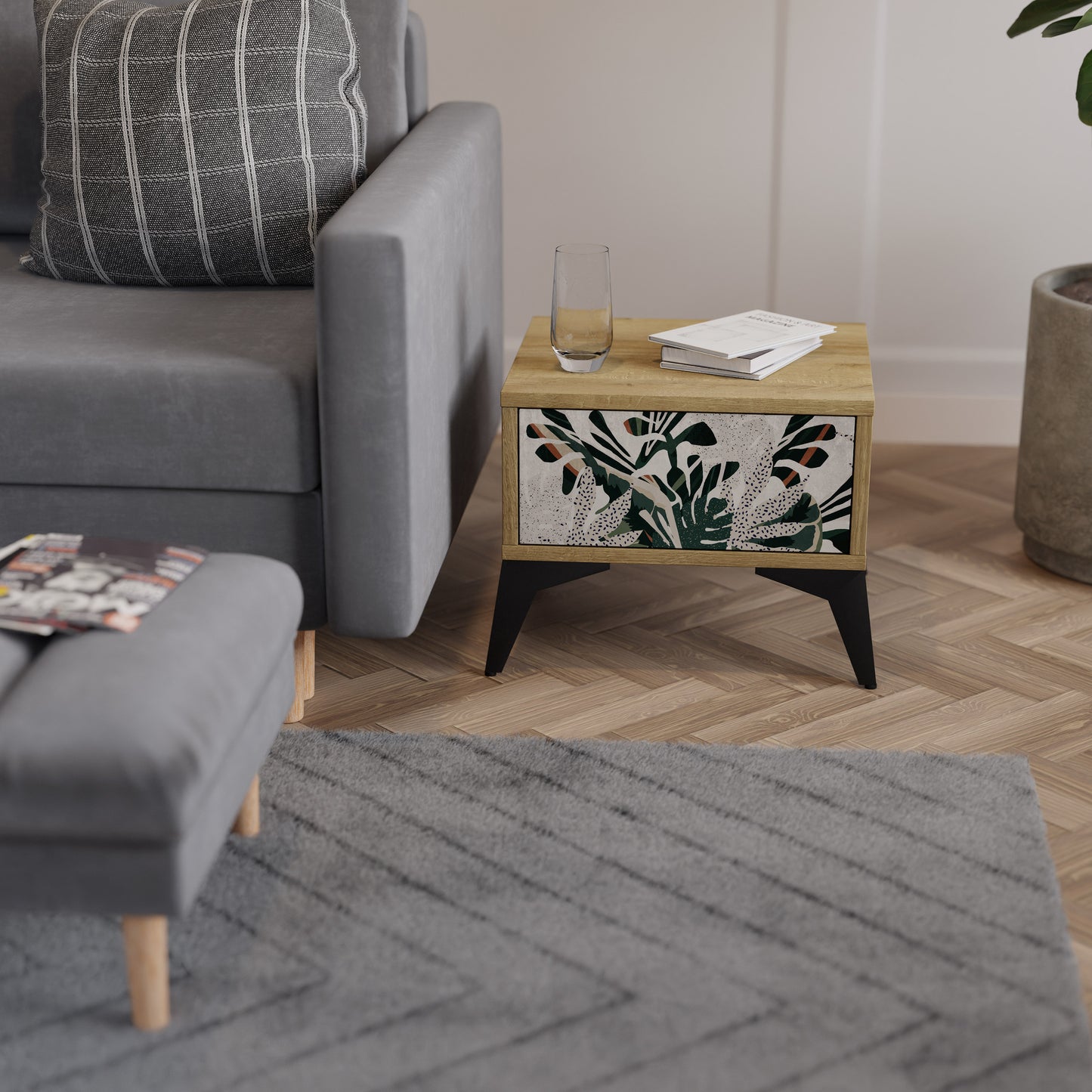 VERDURE FORMATION Nattduksbord i Oak Effect