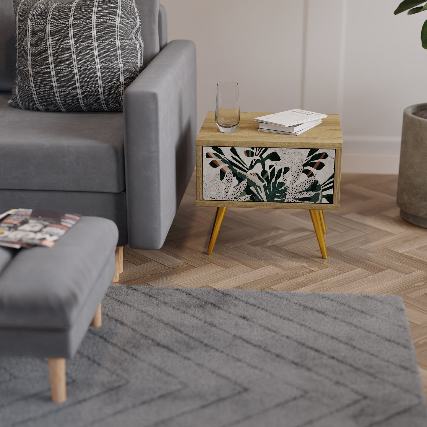 VERDURE FORMATION Nattduksbord i Oak Effect