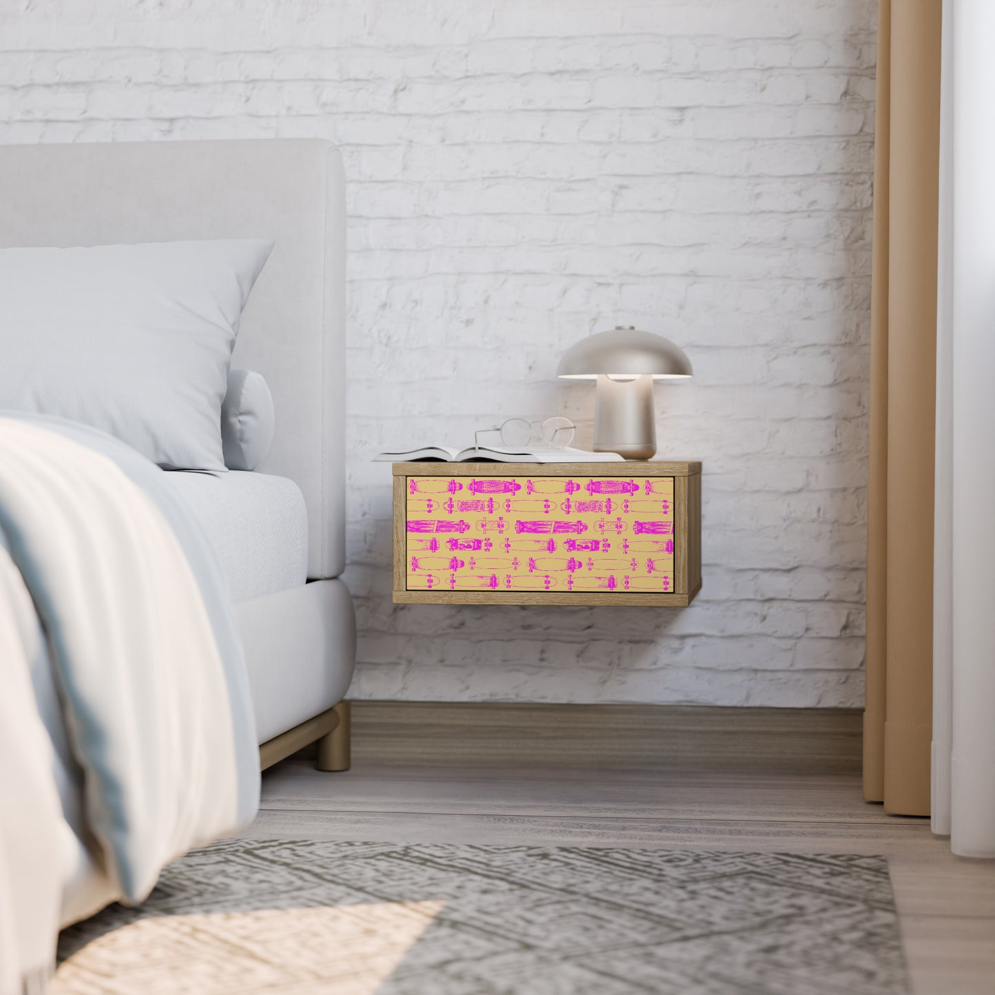 SKATEBOARD ARTISTRY Nightstand in Oak Effect