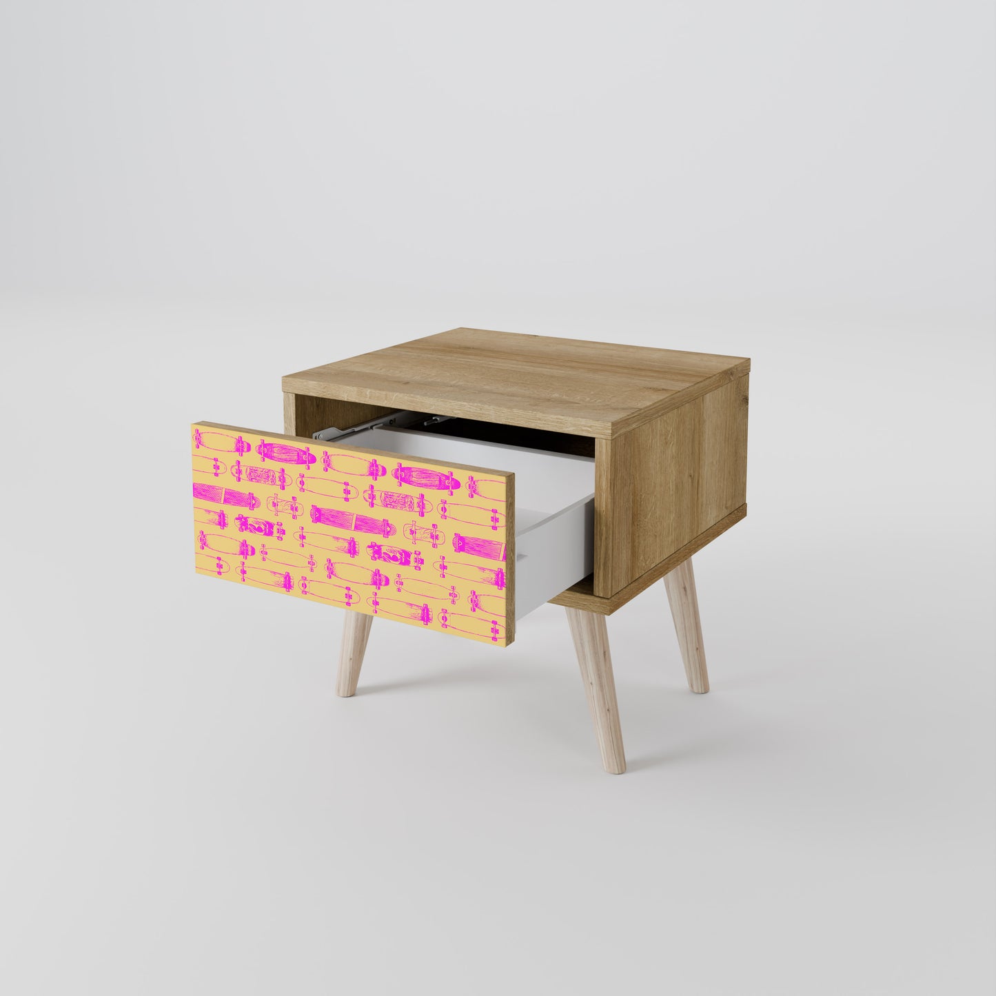 SKATEBOARD ARTISTRY Nightstand in Oak Effect