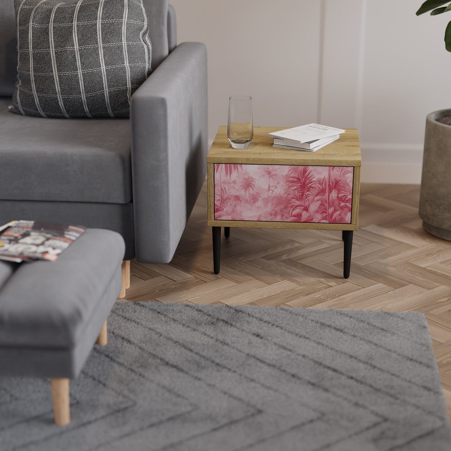SWEET TROPICS Nightstand in Oak Effect