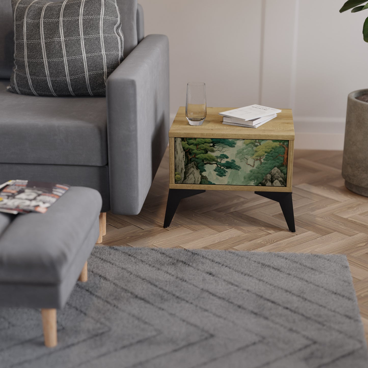 VERDURE ABYSS Nattduksbord i ekeffekt