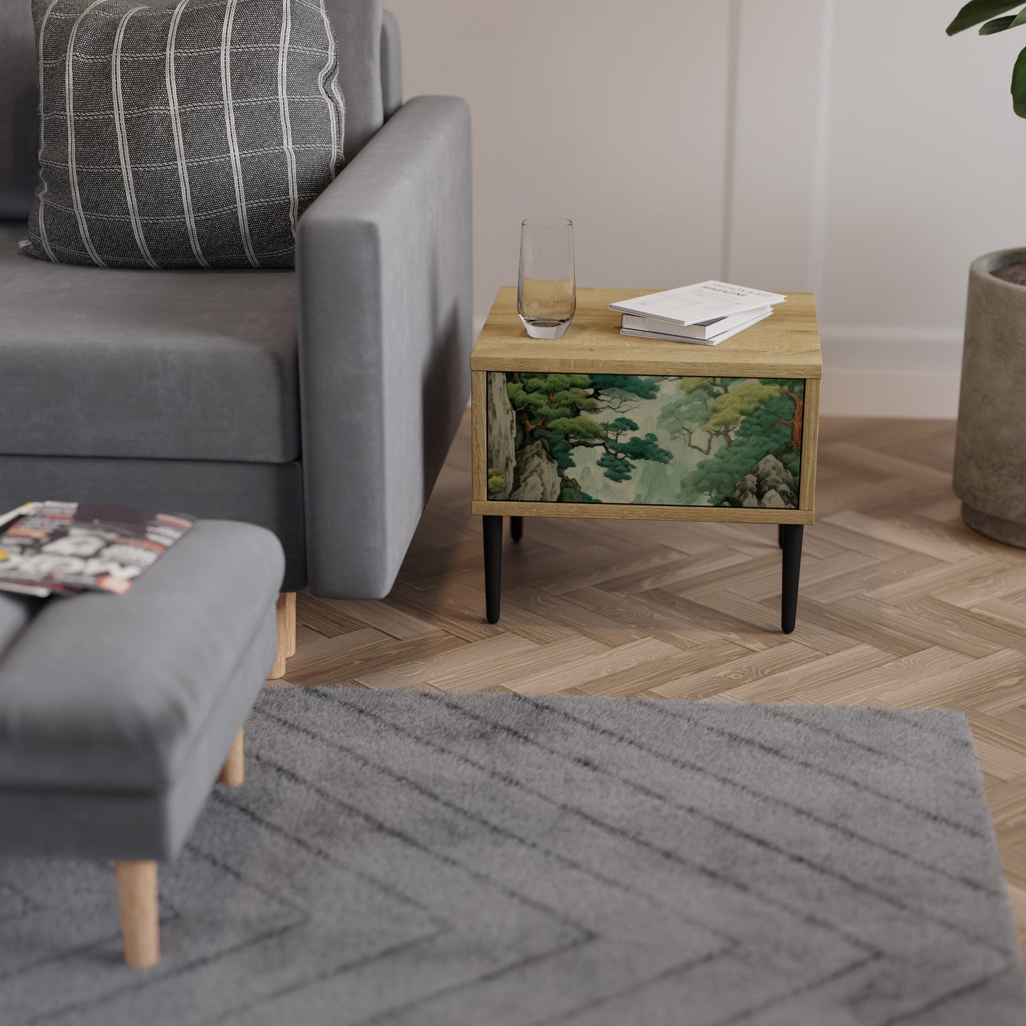 VERDURE ABYSS Nattduksbord i ekeffekt