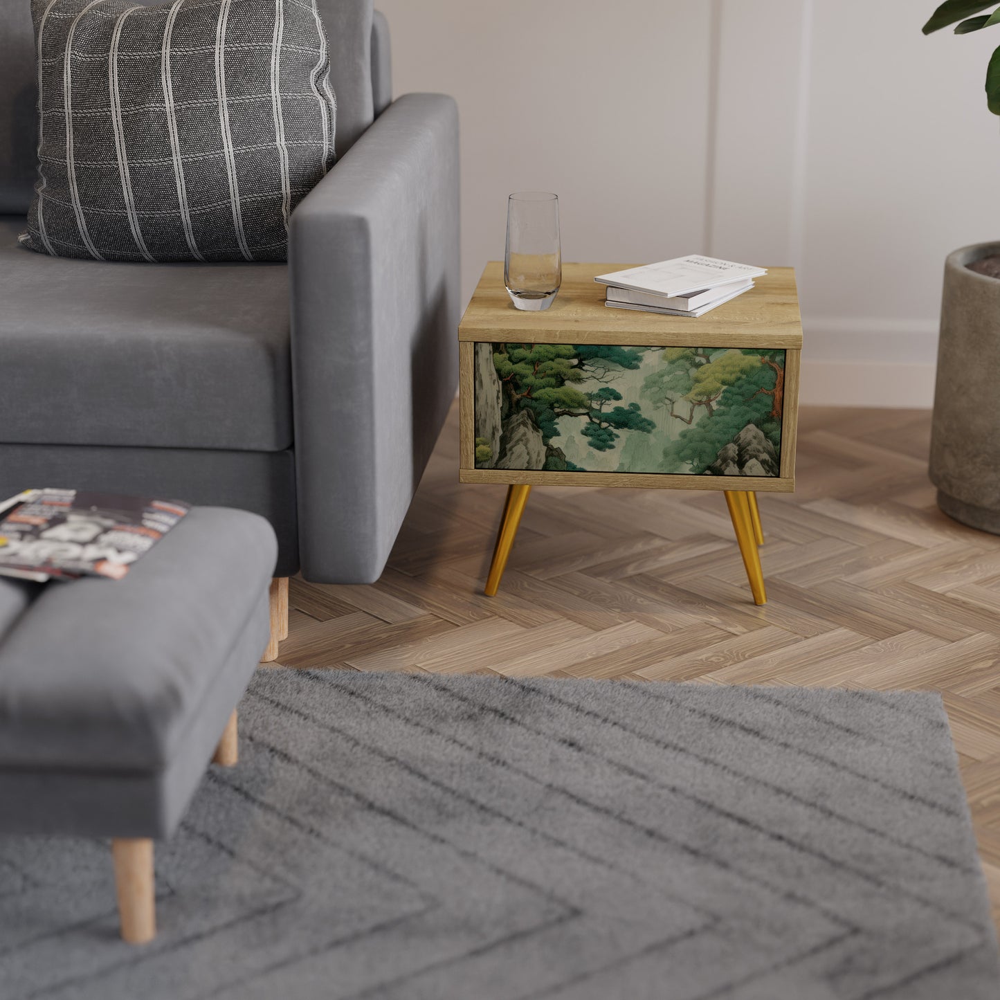 VERDURE ABYSS Nattduksbord i ekeffekt