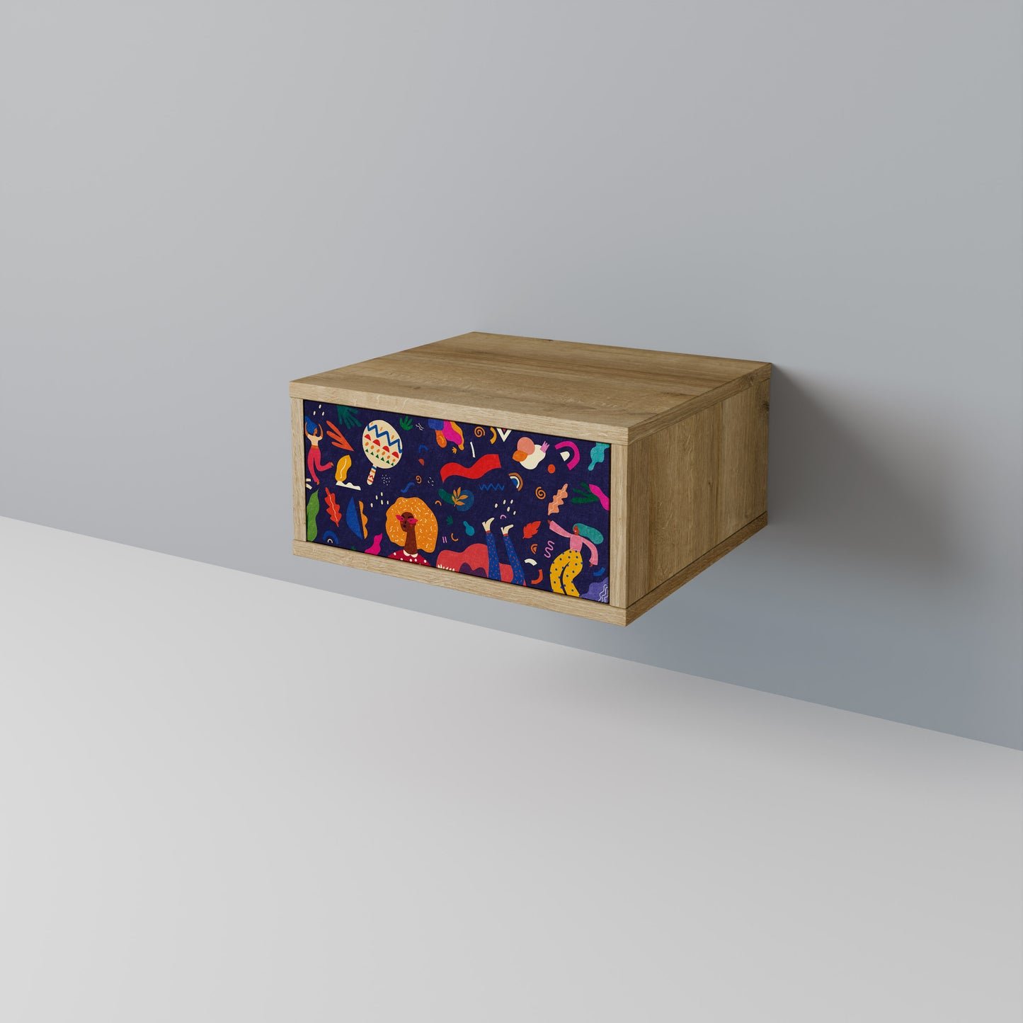 FESTIVE PLEASURES Nightstand in Oak Effect