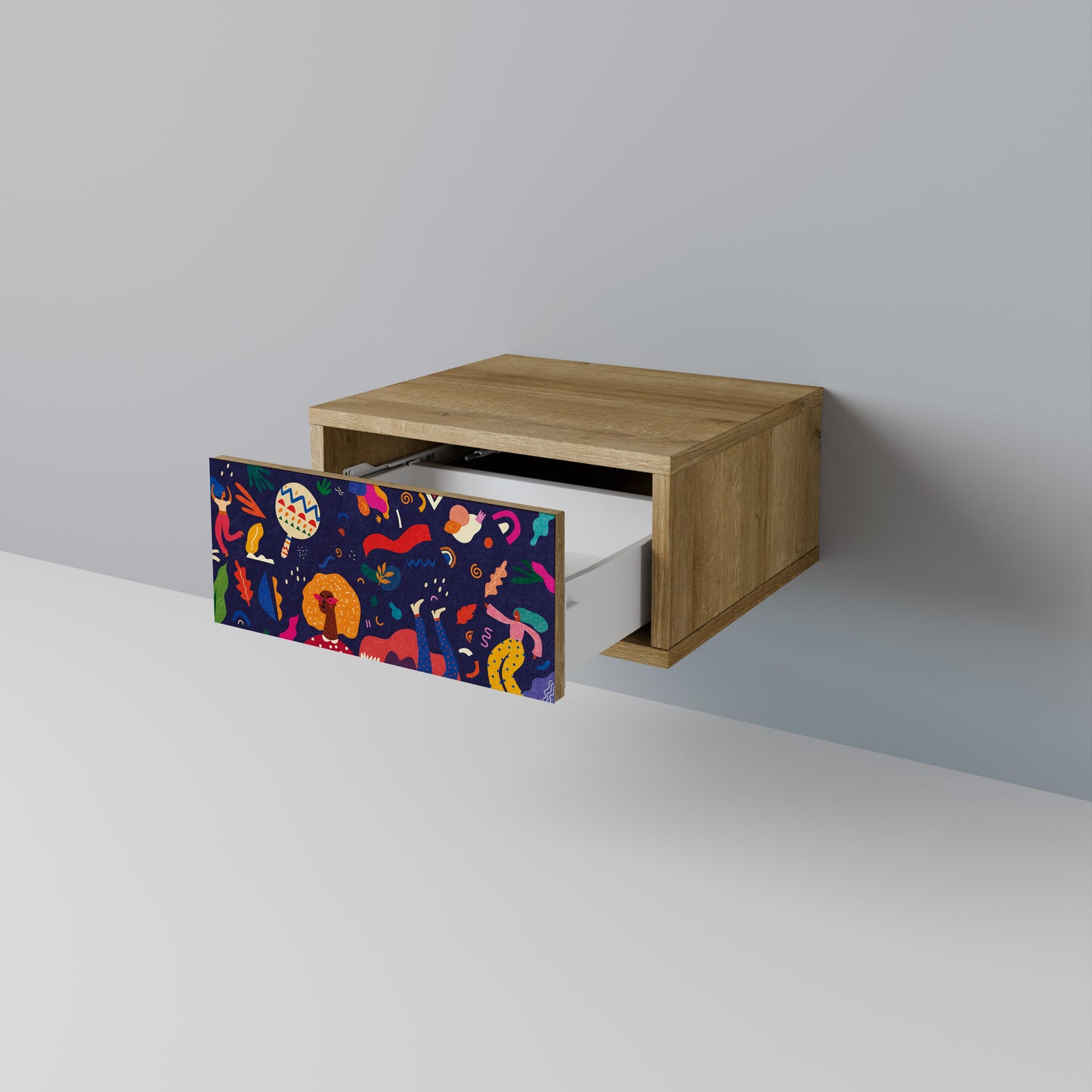 FESTIVE PLEASURES Nightstand in Oak Effect