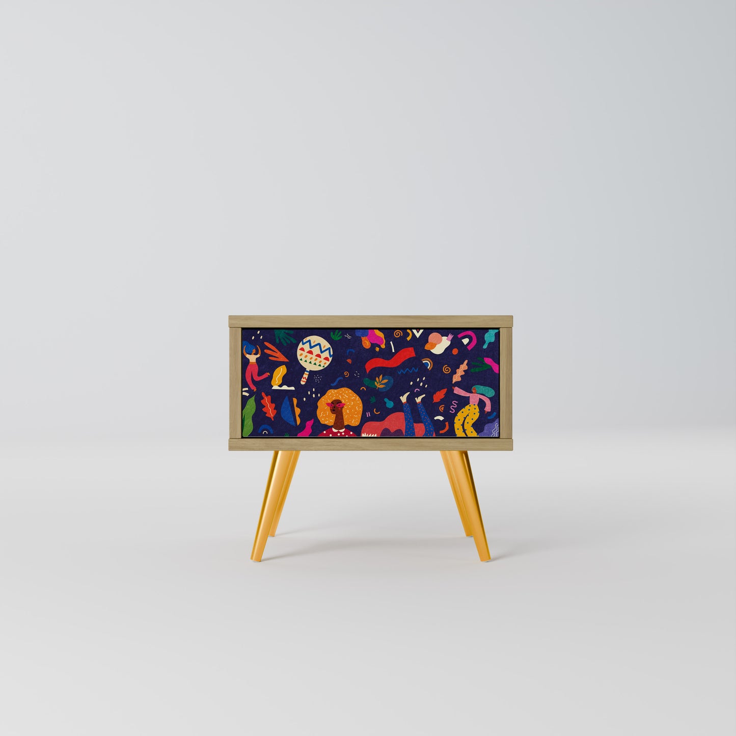 FESTIVE PLEASURES Nightstand in Oak Effect