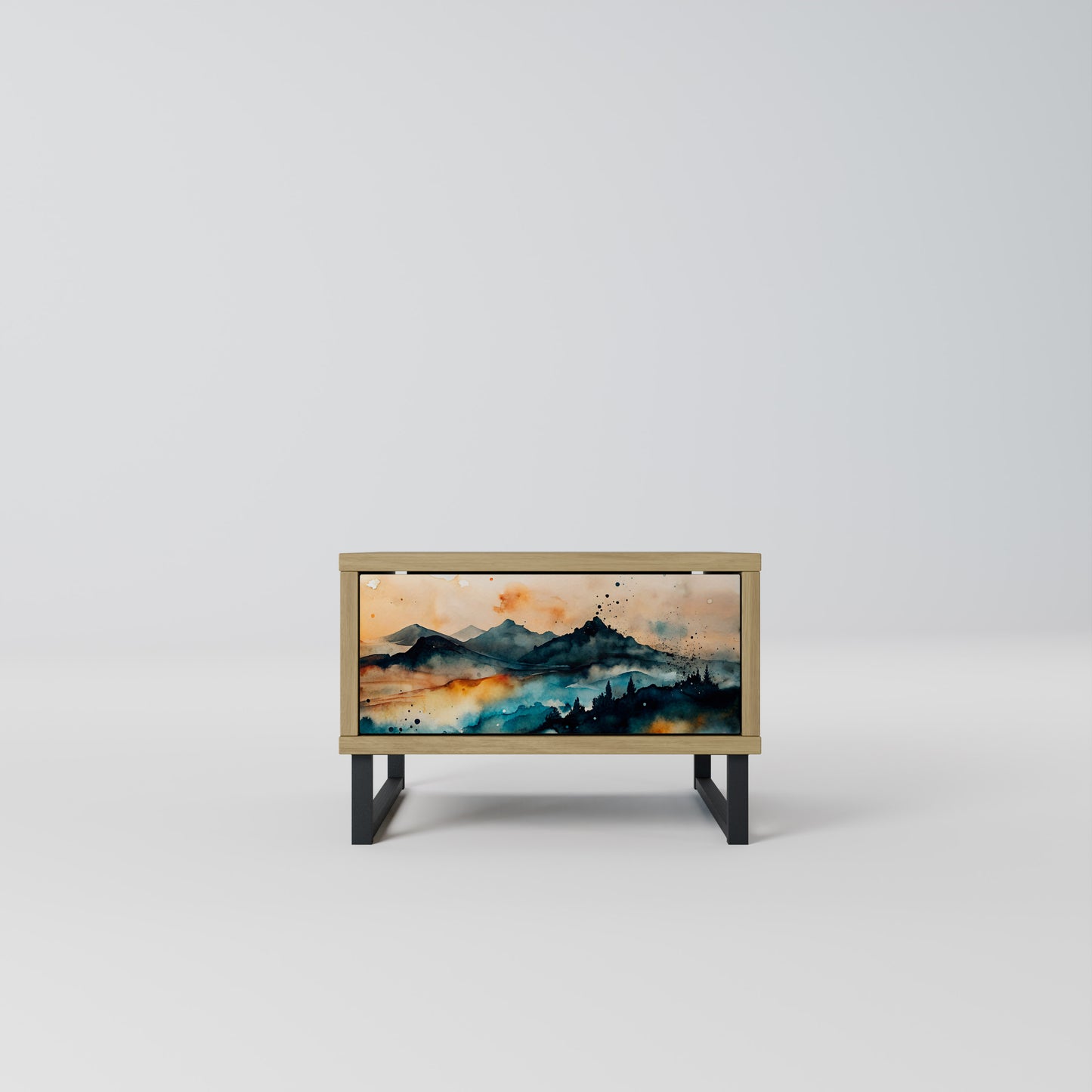 OMINOUS MOUNTAINS Nightstand in Oak Effect