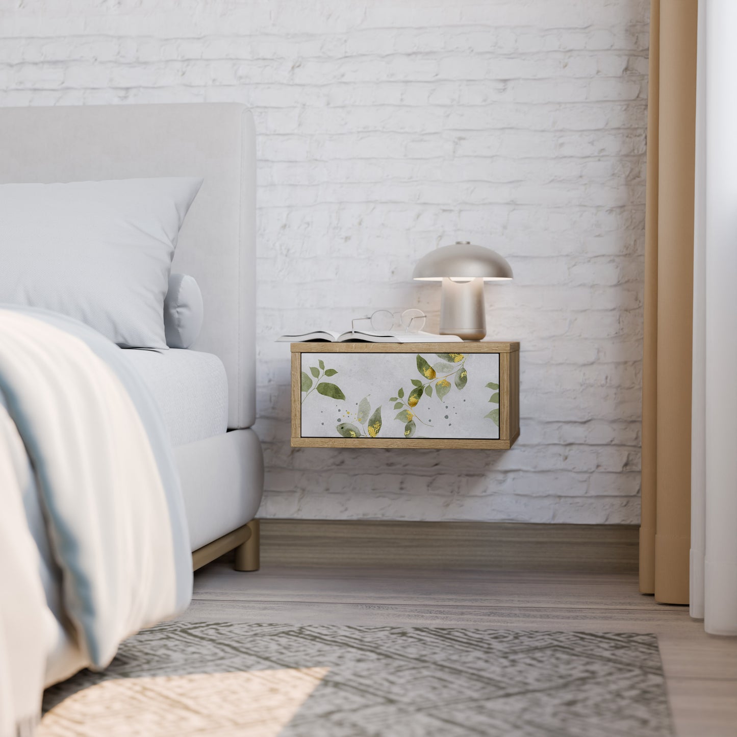 ELEGANT BOTANICS Nightstand in Oak Effect