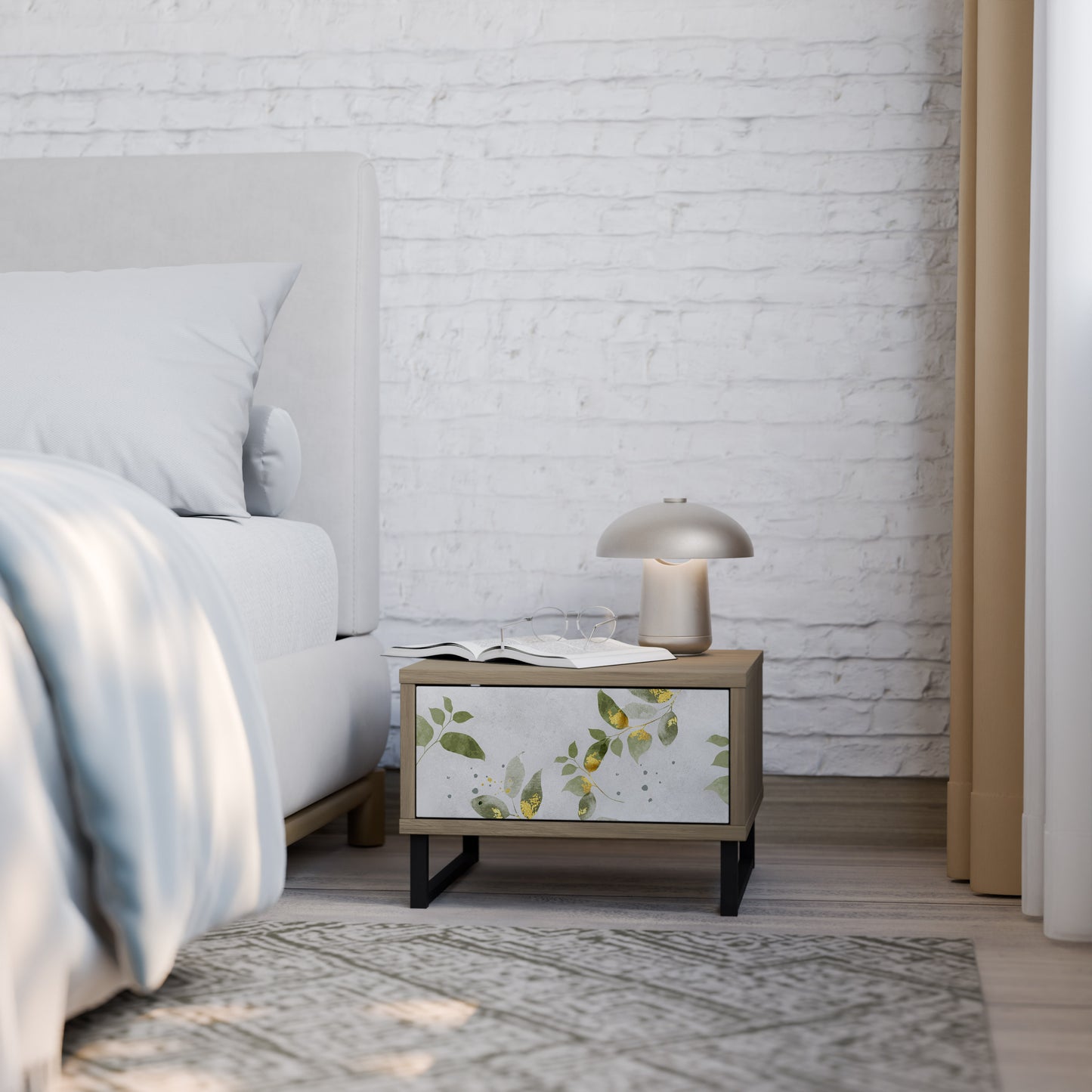 ELEGANT BOTANICS Nightstand in Oak Effect