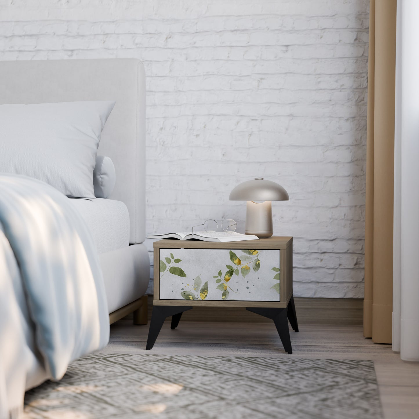ELEGANT BOTANICS Nightstand in Oak Effect