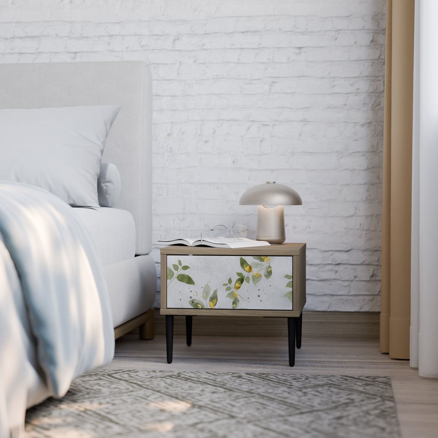 ELEGANT BOTANICS Nightstand in Oak Effect