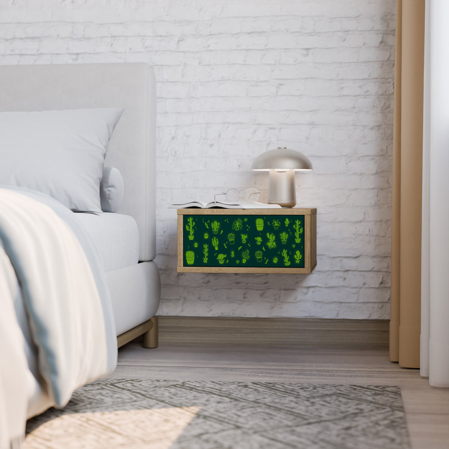 DESERT GREEN Nightstand in Oak Effect