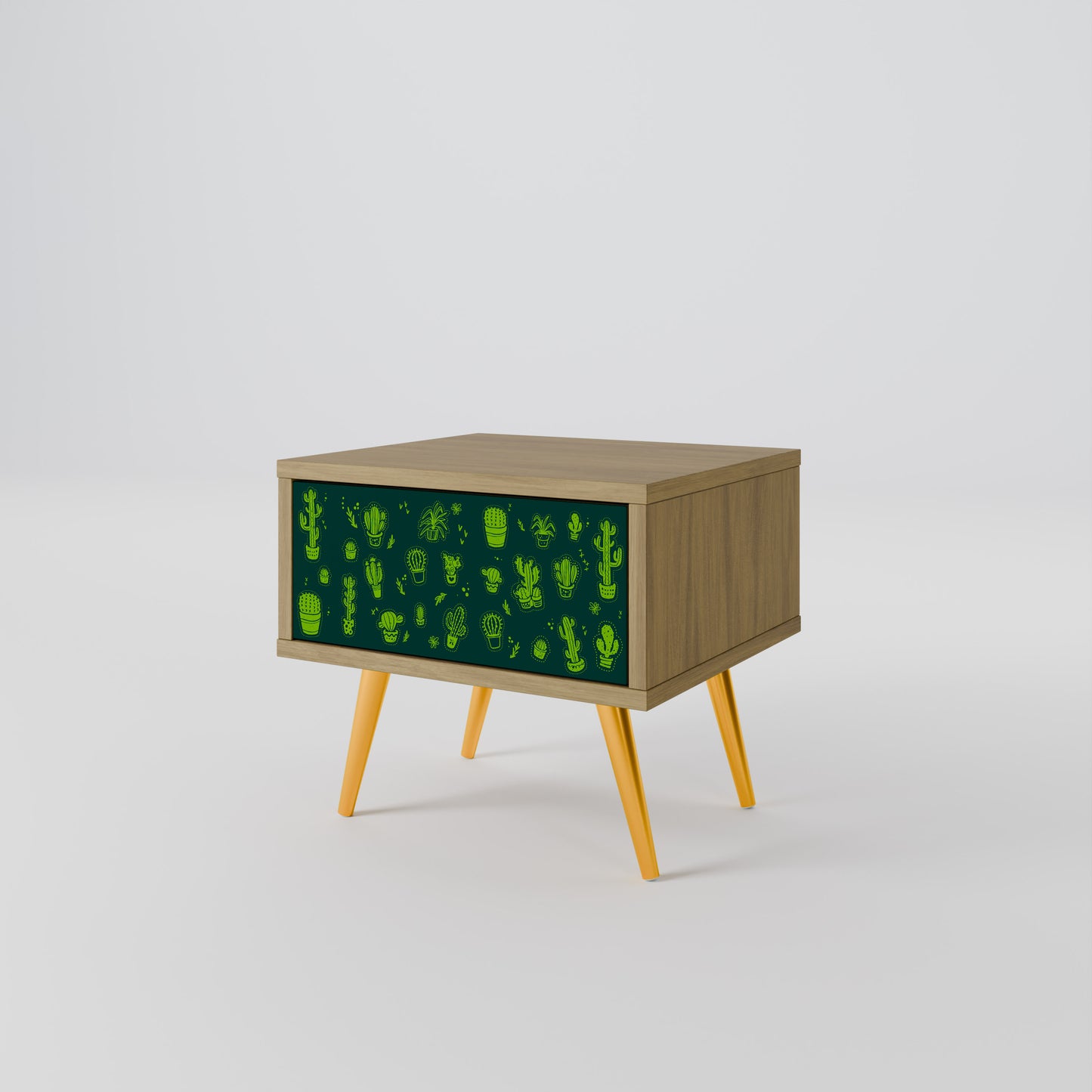 DESERT GREEN Nightstand in Oak Effect