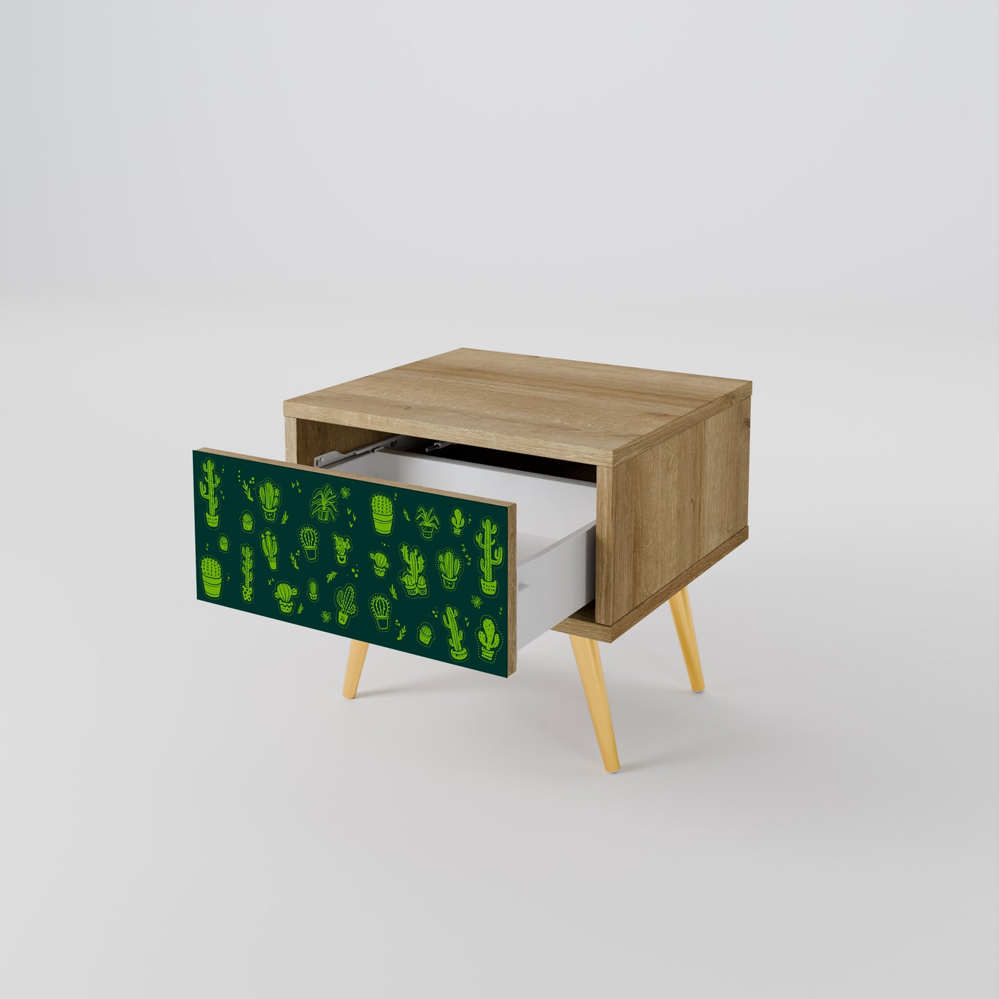 DESERT GREEN Nightstand in Oak Effect