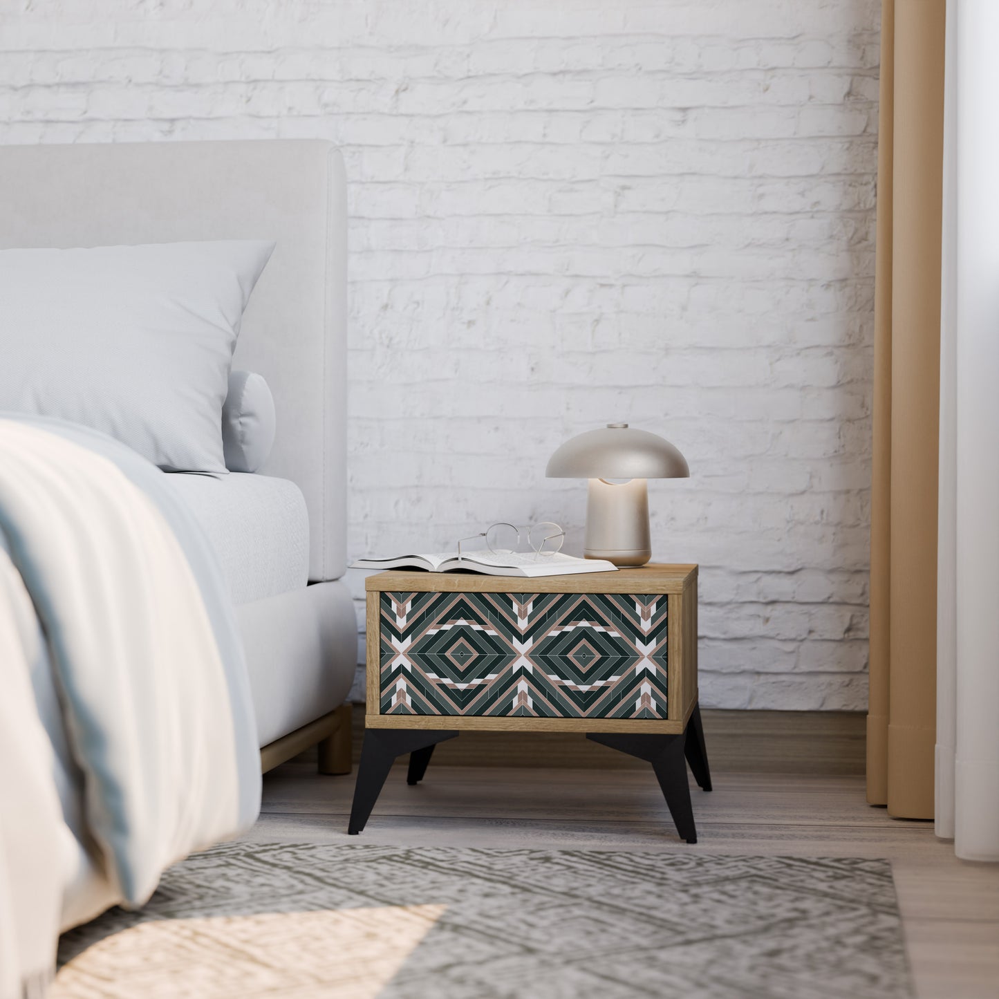 DIMENSION DELIGHTS Nightstand in Oak Effect