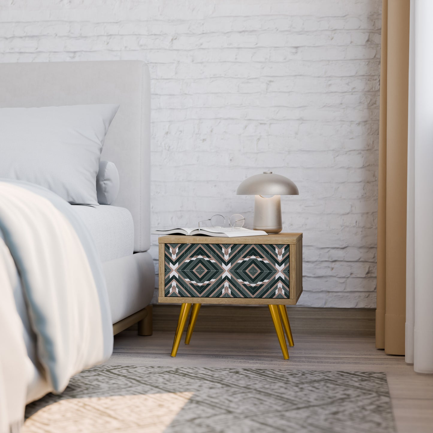 DIMENSION DELIGHTS Nightstand in Oak Effect