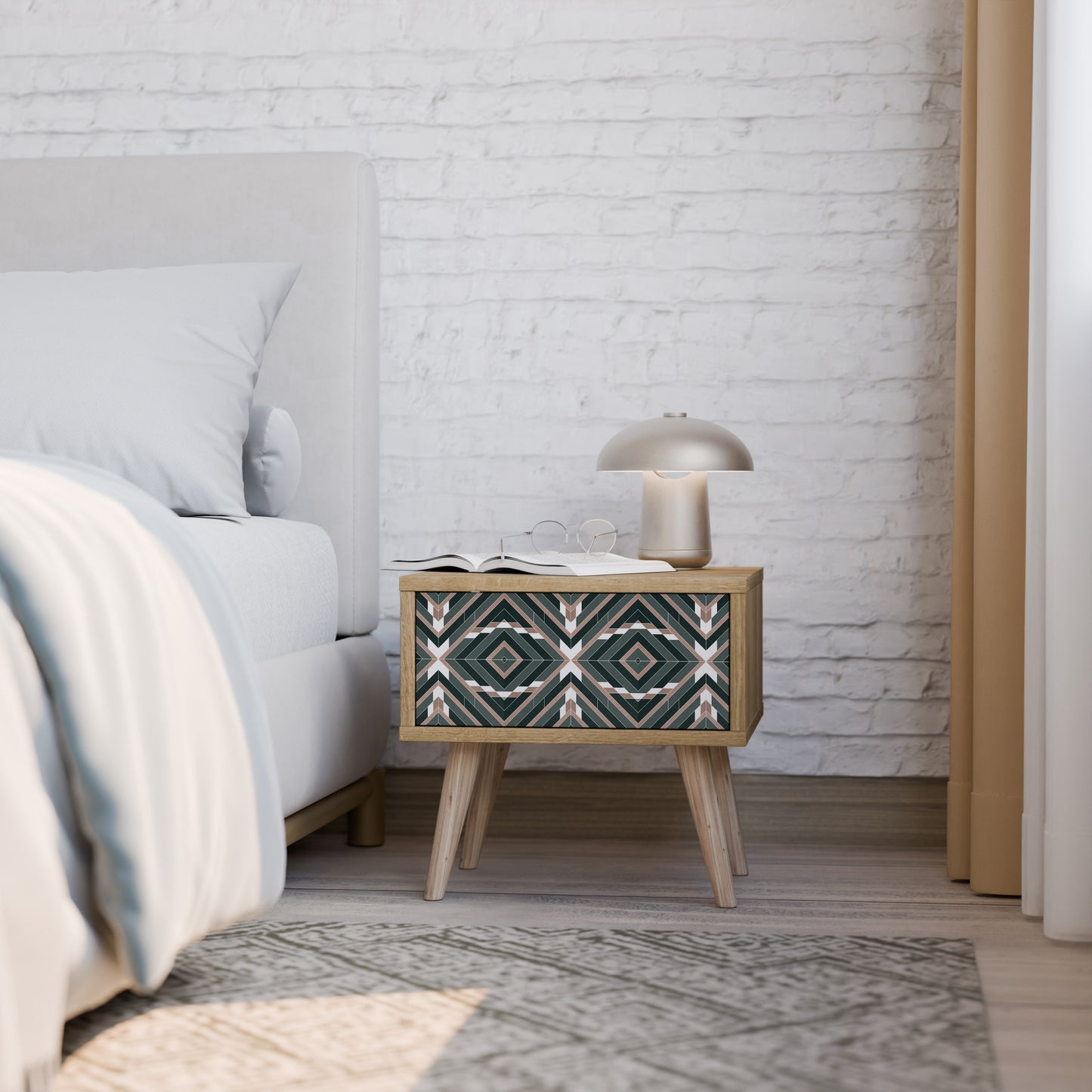 DIMENSION DELIGHTS Nightstand in Oak Effect