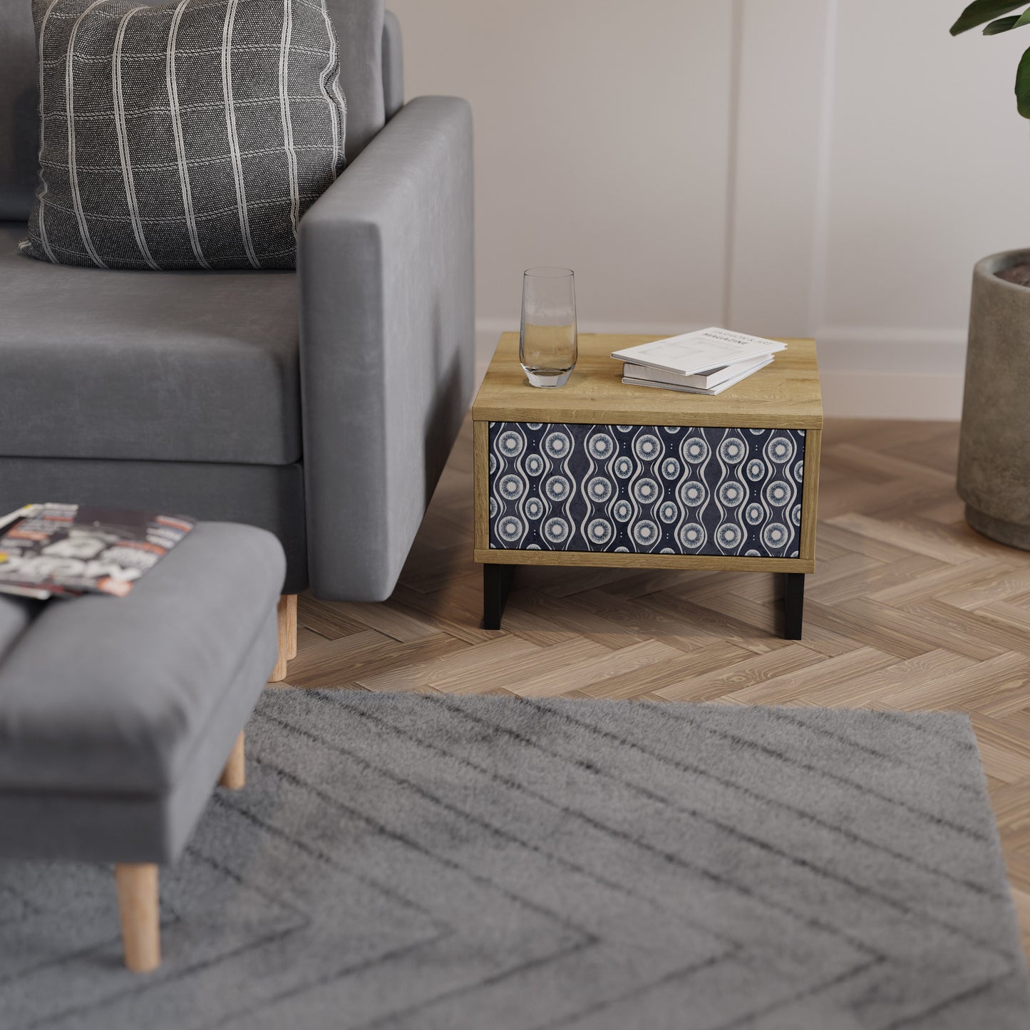 GRAPHITE EYES Nattduksbord i ekeffekt