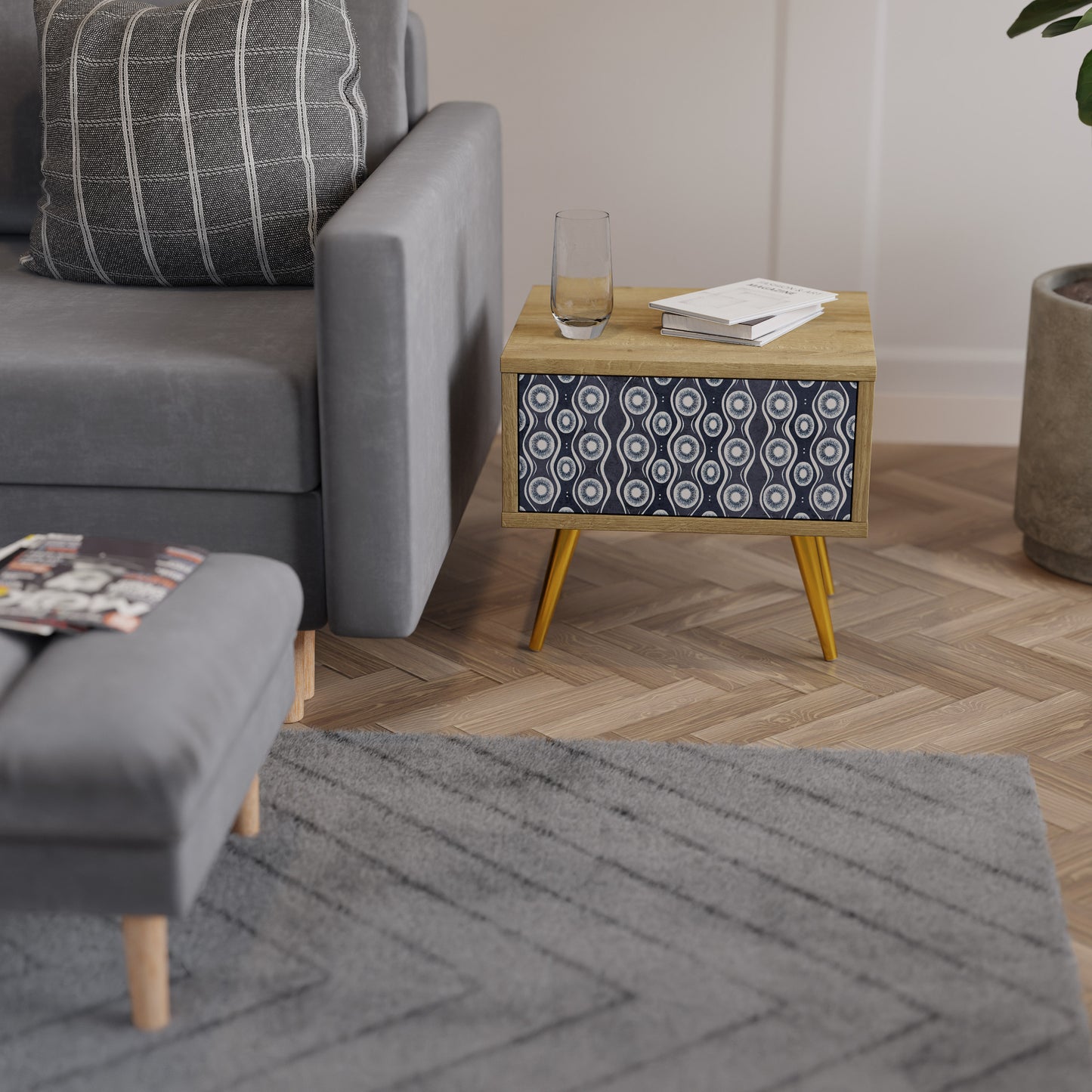 GRAPHITE EYES Nattduksbord i ekeffekt