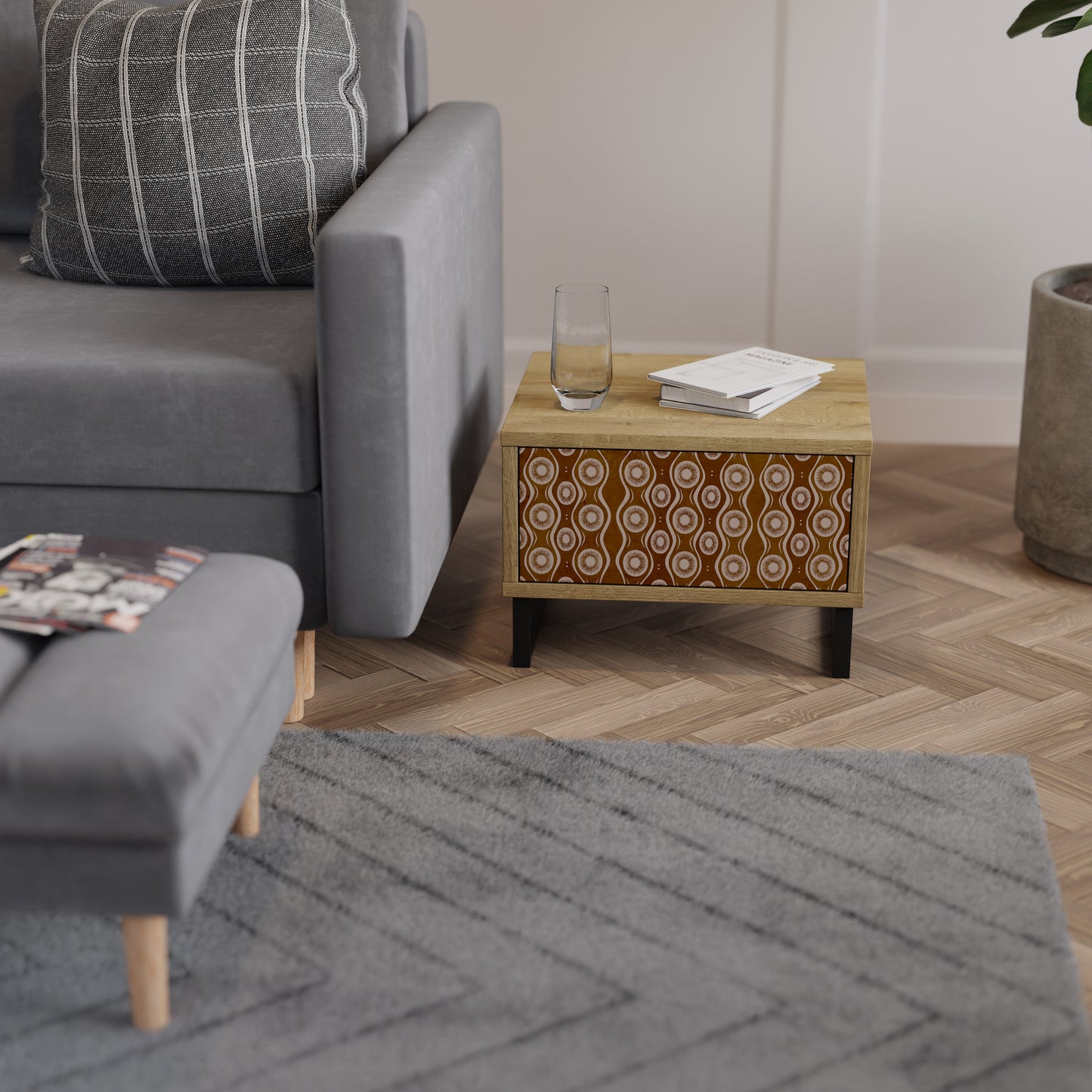 BROWN EYES Nightstand in Oak Effect