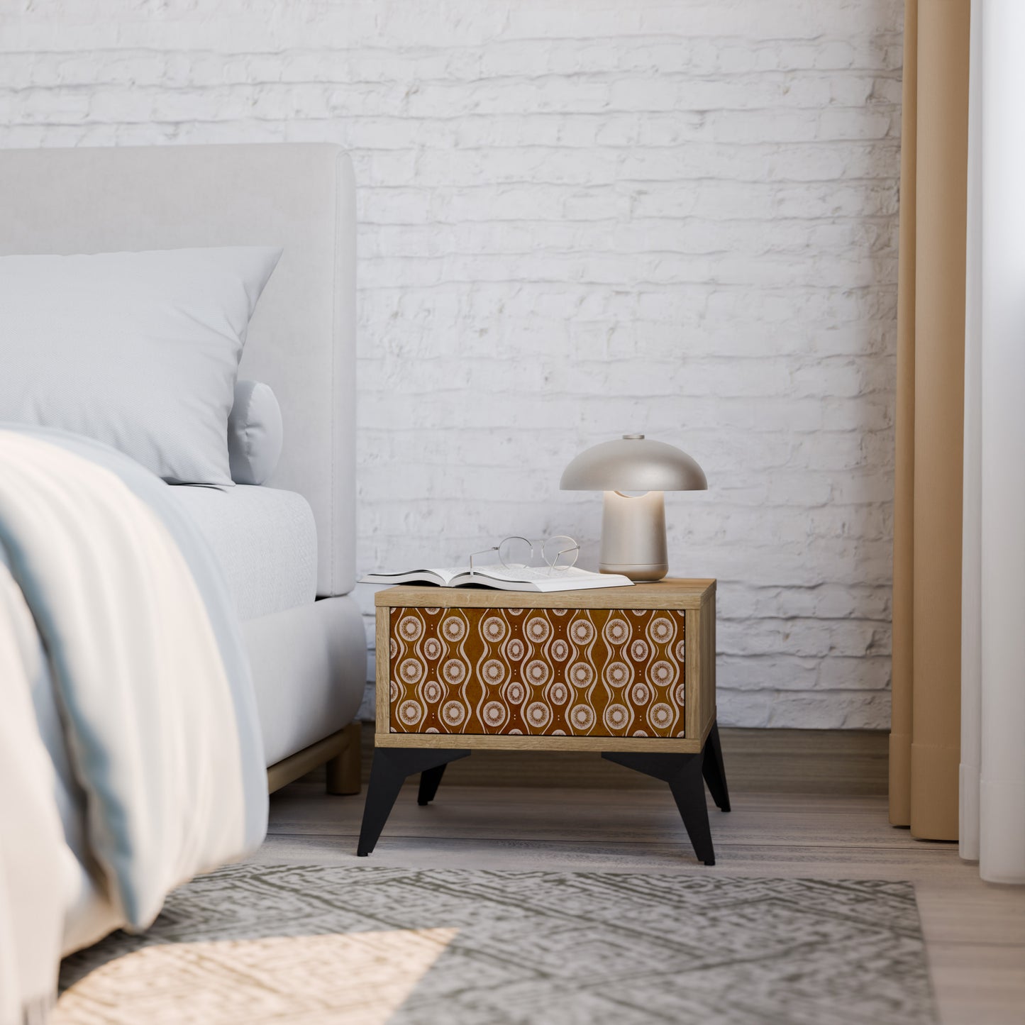 BROWN EYES Nightstand in Oak Effect