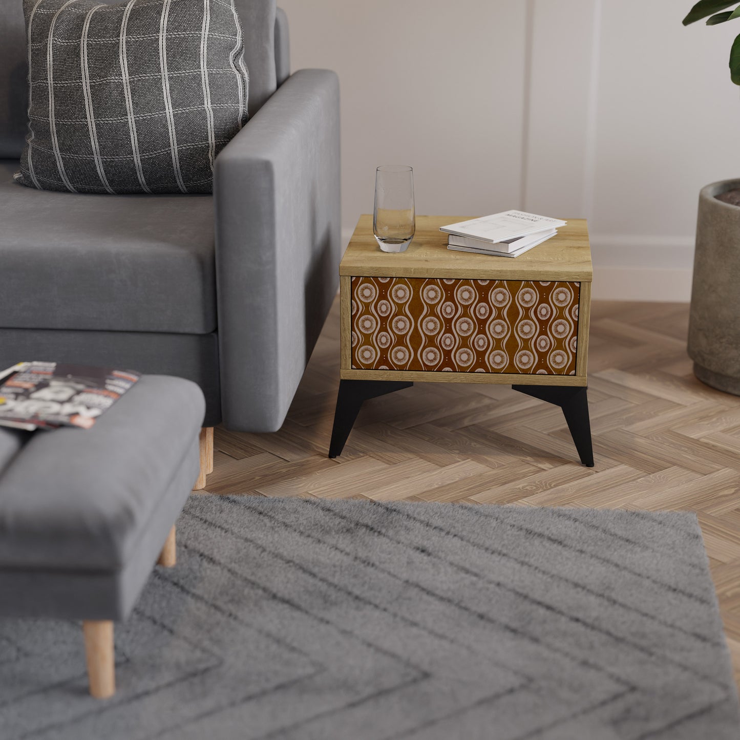 BROWN EYES Nightstand in Oak Effect