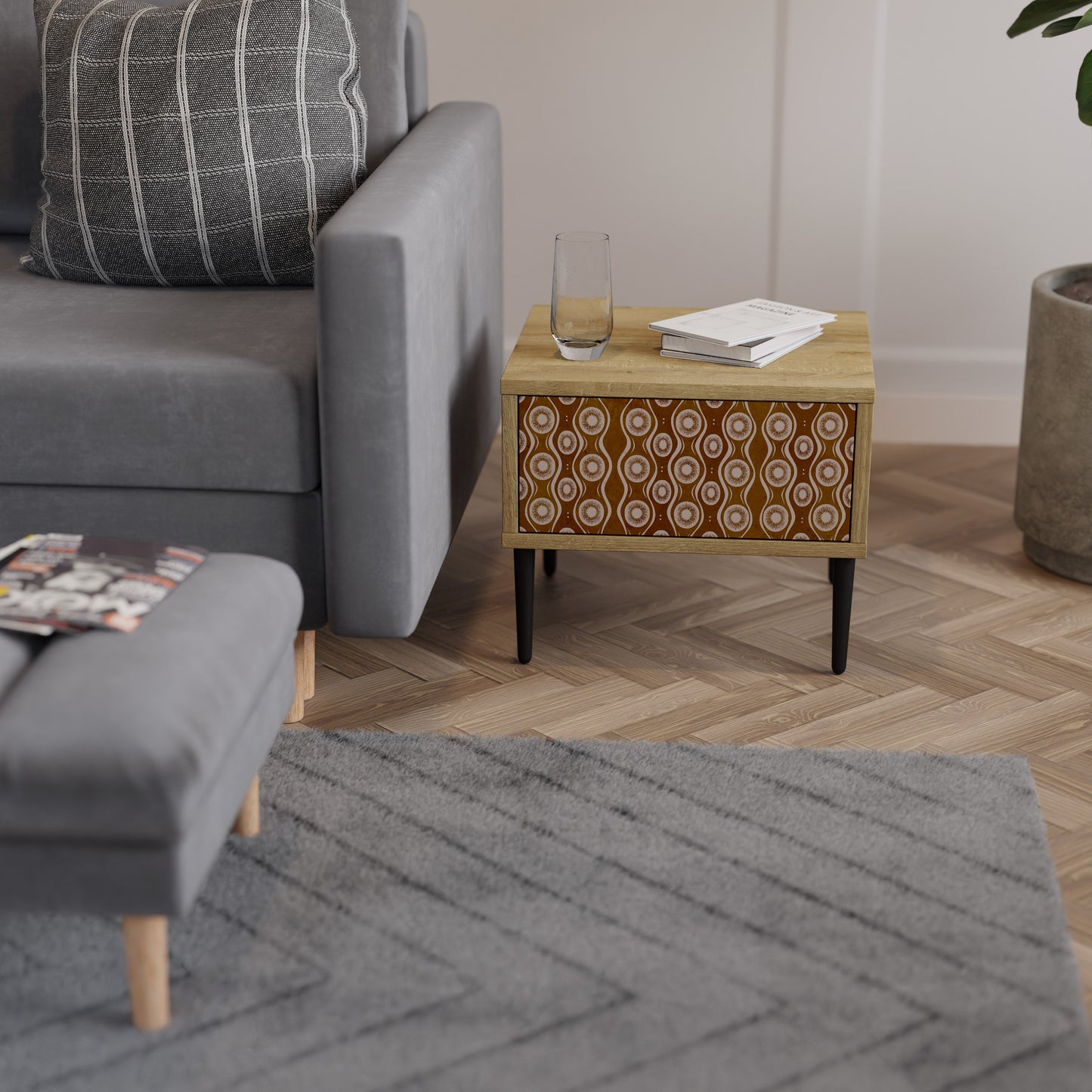 BROWN EYES Nightstand in Oak Effect
