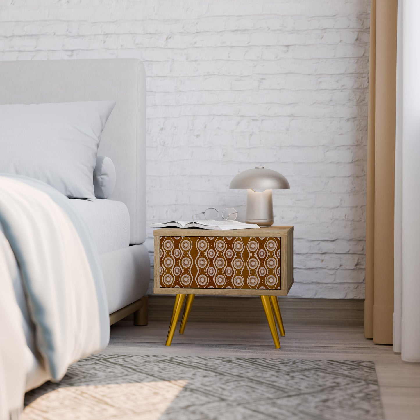BROWN EYES Nightstand in Oak Effect