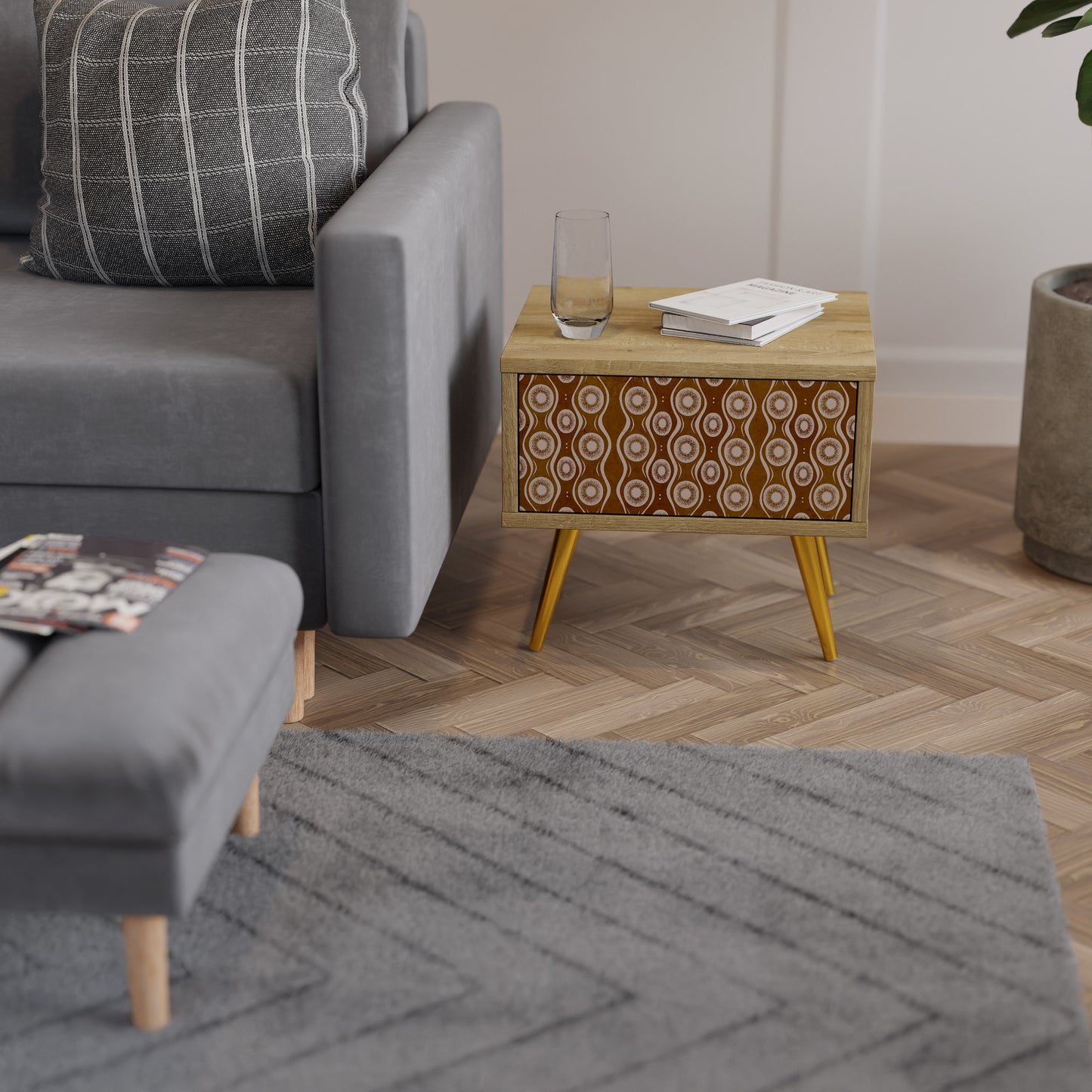 BROWN EYES Nightstand in Oak Effect