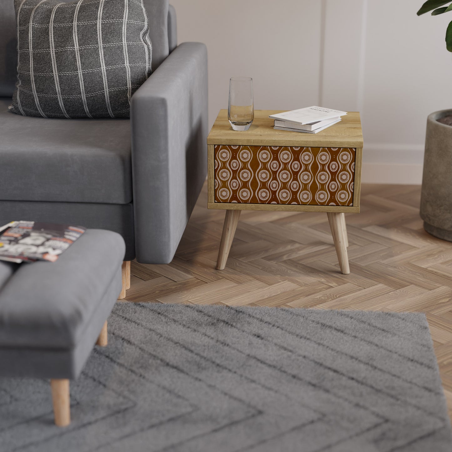 BROWN EYES Nightstand in Oak Effect