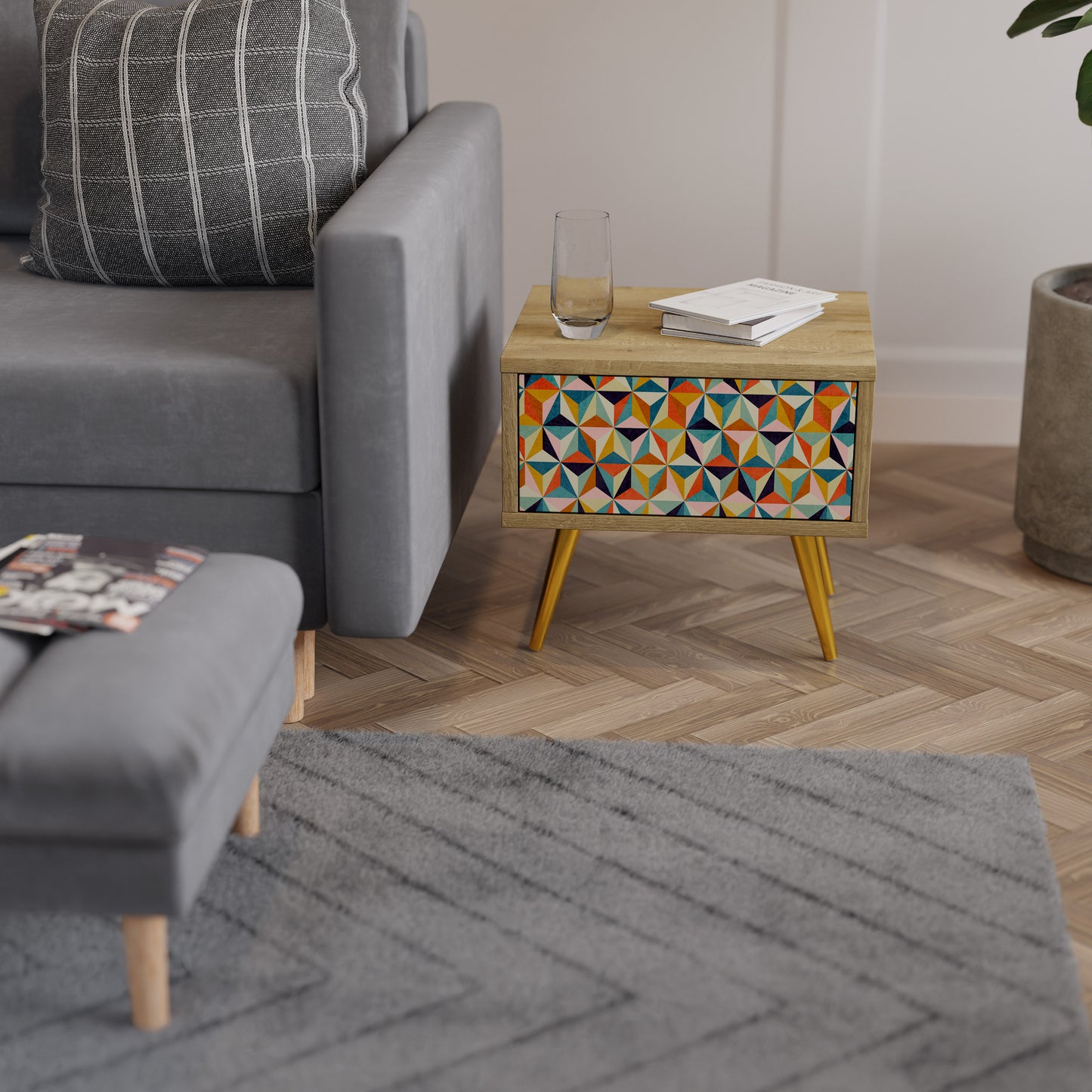 TESSELATE TREASURES Nattduksbord i Oak Effect