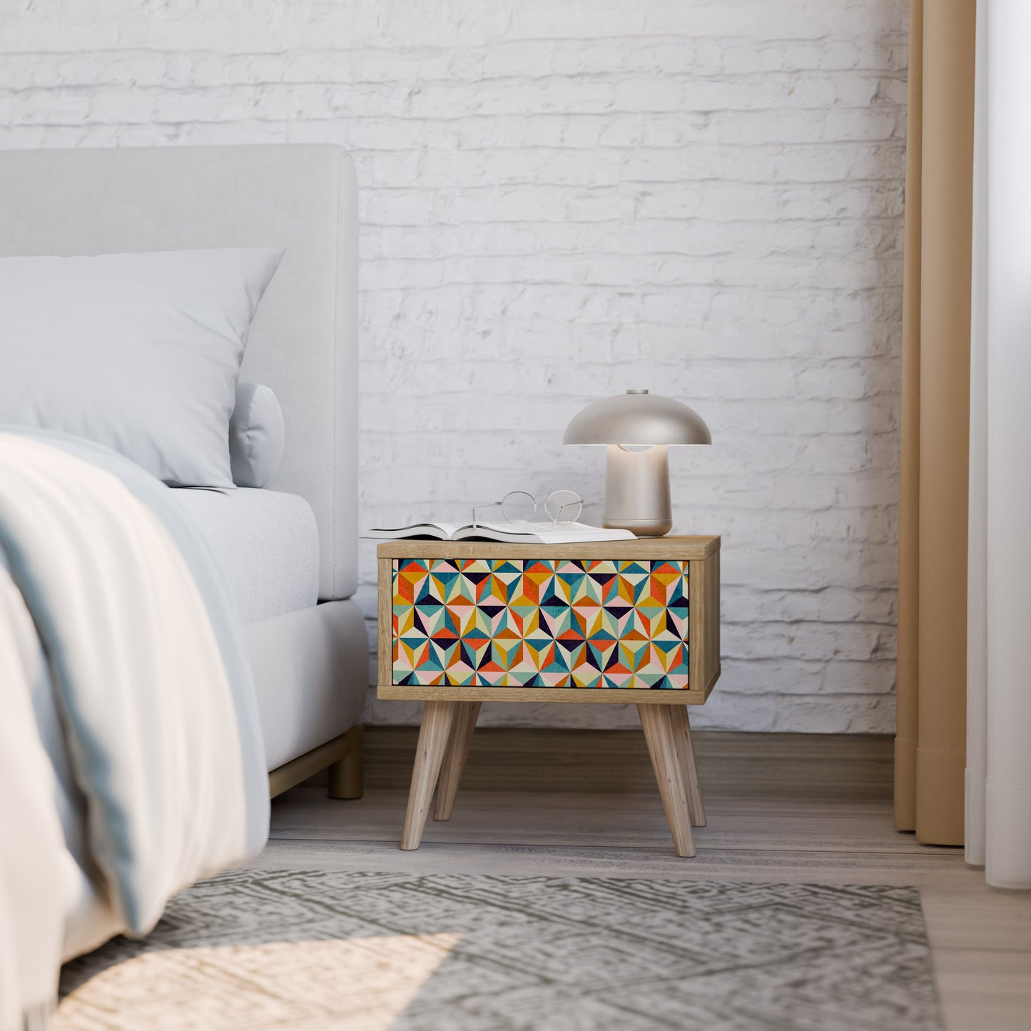 TESSELATE TREASURES Nattduksbord i Oak Effect