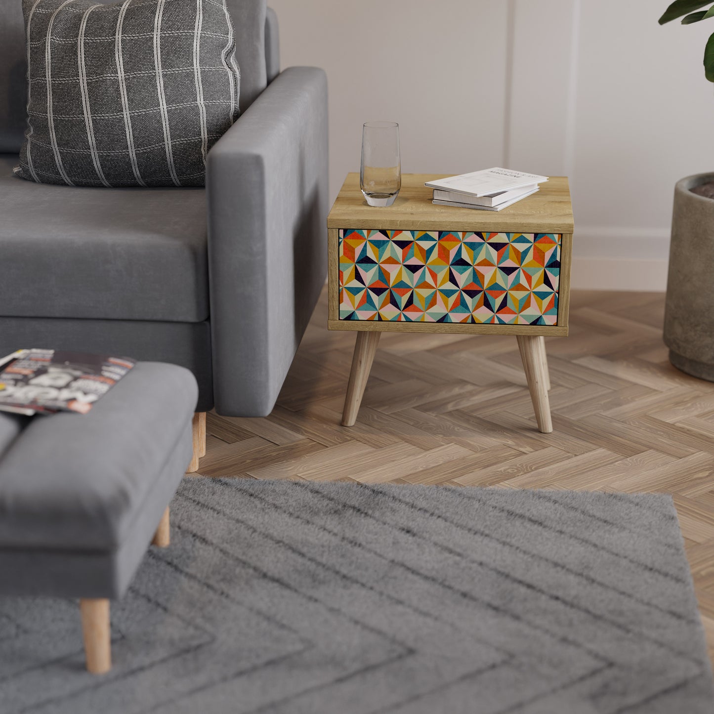 TESSELATE TREASURES Nattduksbord i Oak Effect