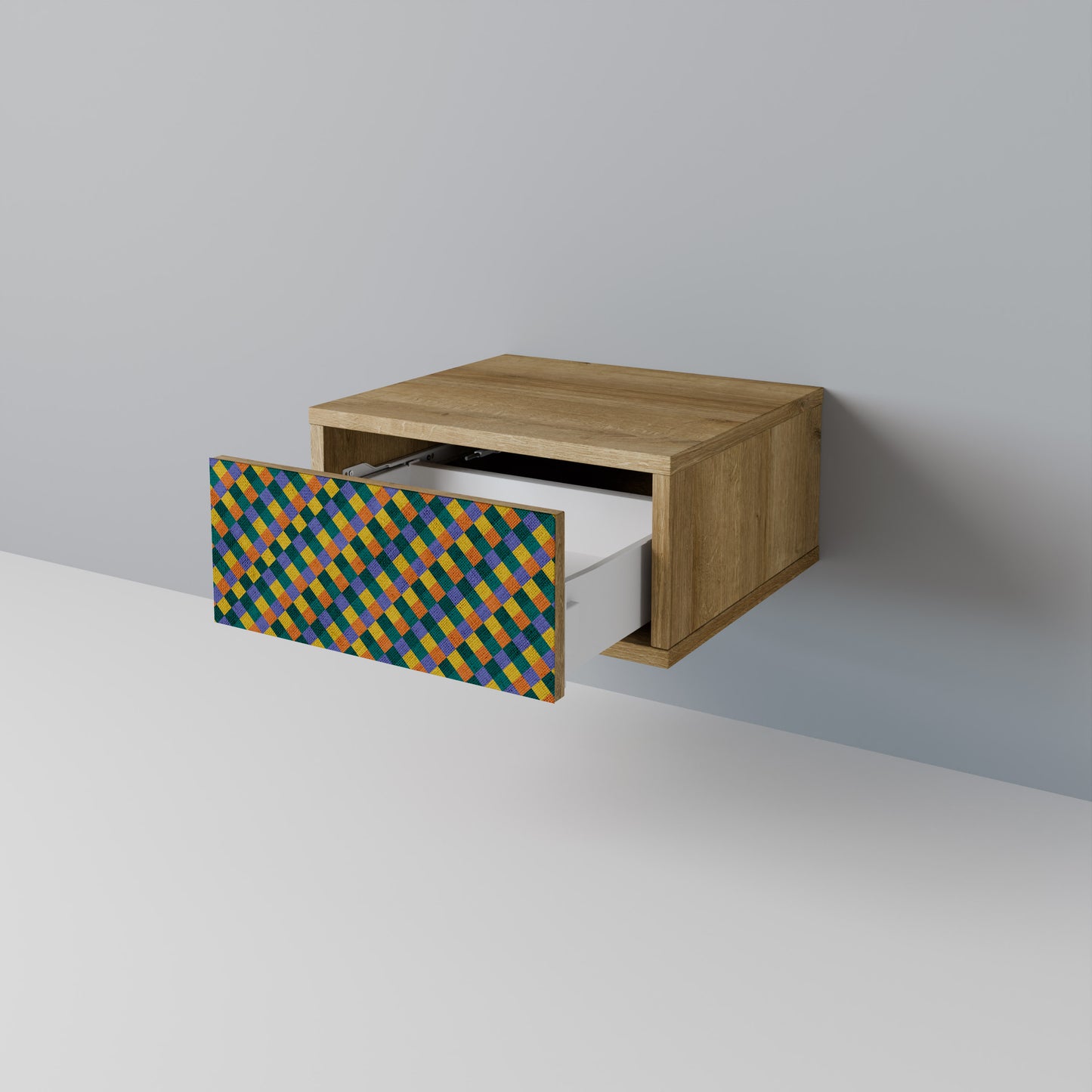 PAINTED SQUARES MIX Nattduksbord i ekeffekt